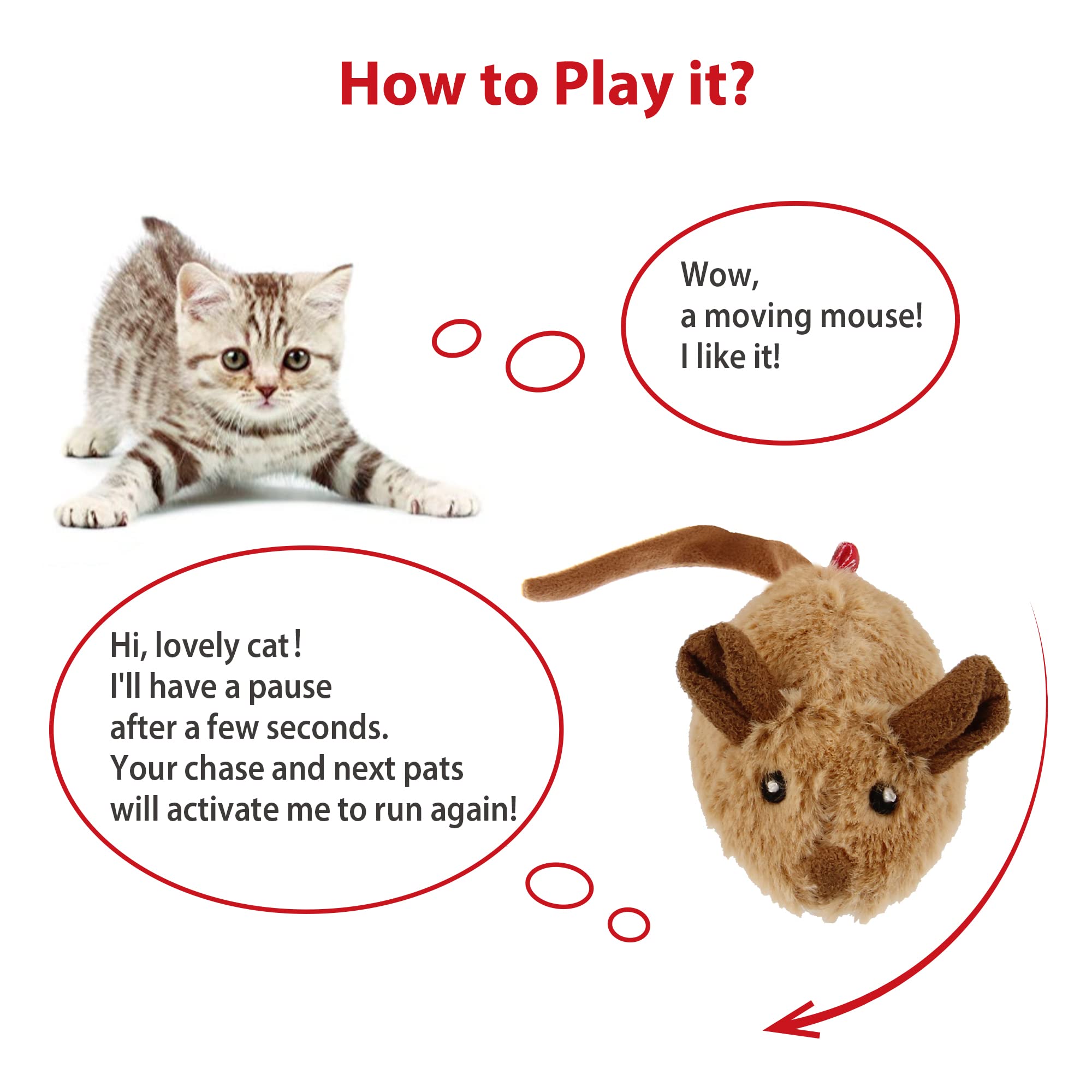 Gigwi Interactive Cat Toys Pack, Automatic Moving Mouse Electronic Cat Toys For Indoor Cats, Mouse Hunt Cat Toy For Kitten, 2 Pa