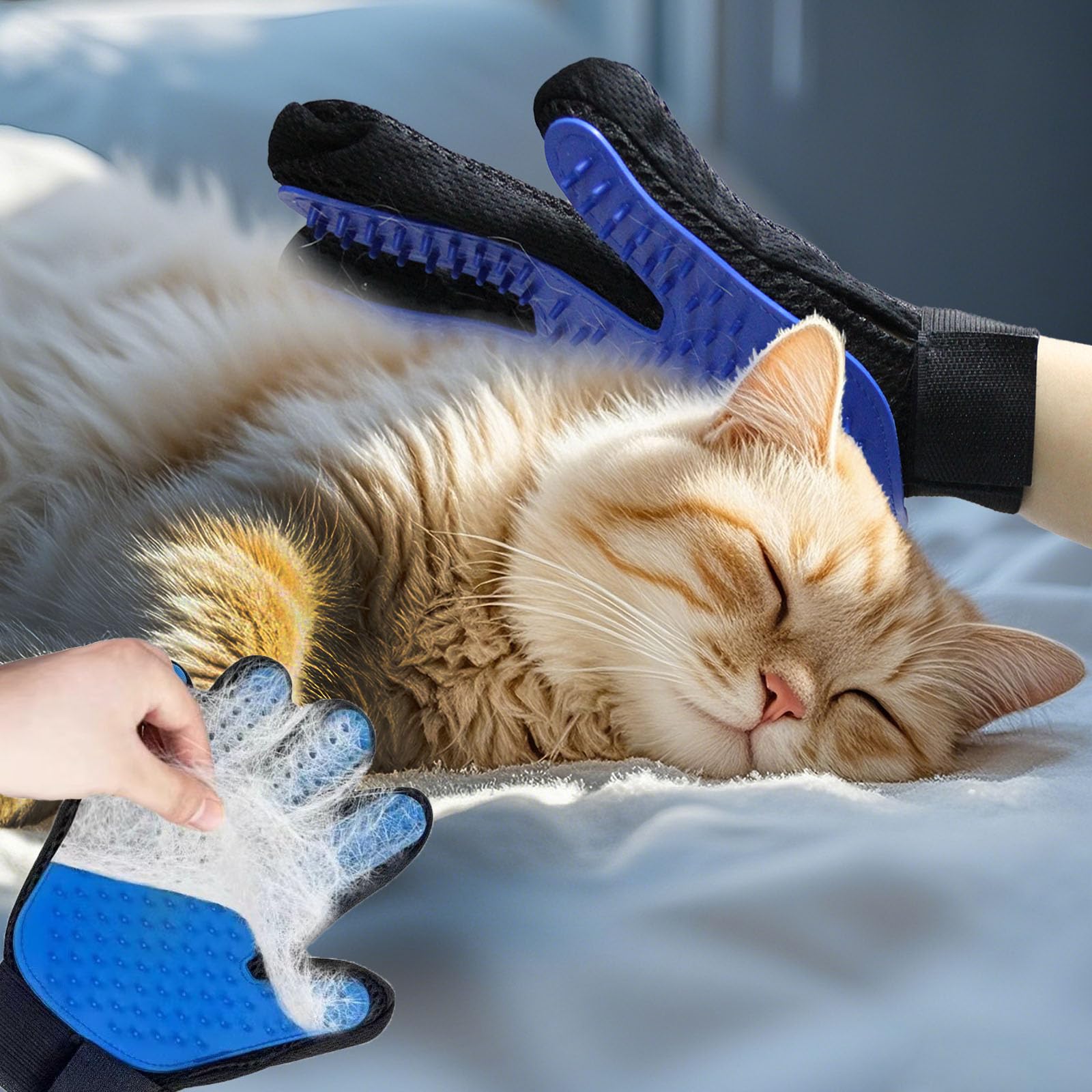 Nvnan Cat & Dog Grooming Gloves - Deshedding Brush For Shedding, Gentle Pet Hair Remover & Massage Gloves For Cats, Dogs, All Fu
