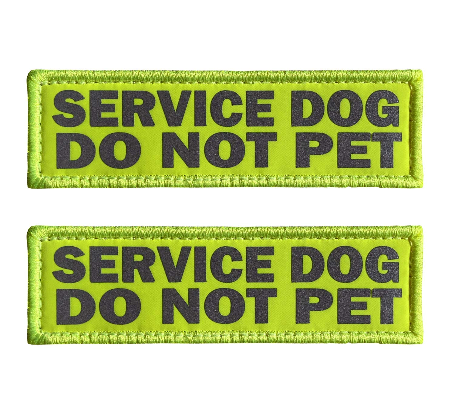 Jujupups Reflective Dog Patches 2 Pack Service Dog,In Training,Do Not Pet Tags For Hook And Loop Patches Vests And Harnesses (Service Dog Do Not Pet, 6X2 Inch)