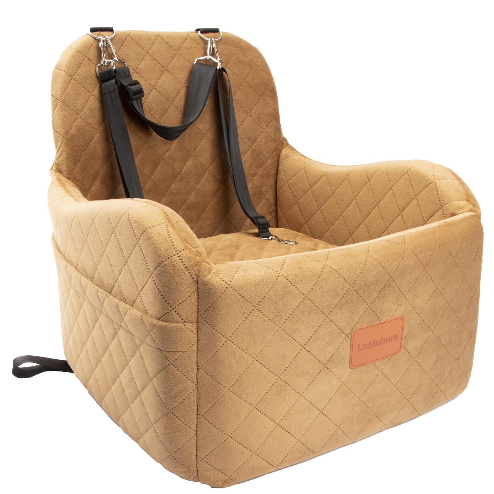 Lealchum Dog Booster Car Seat for Small/Medium Dogs,Ultra Soft Fabric Filling Memory Foam,Fully Detachable and Washable,Anti-Sli
