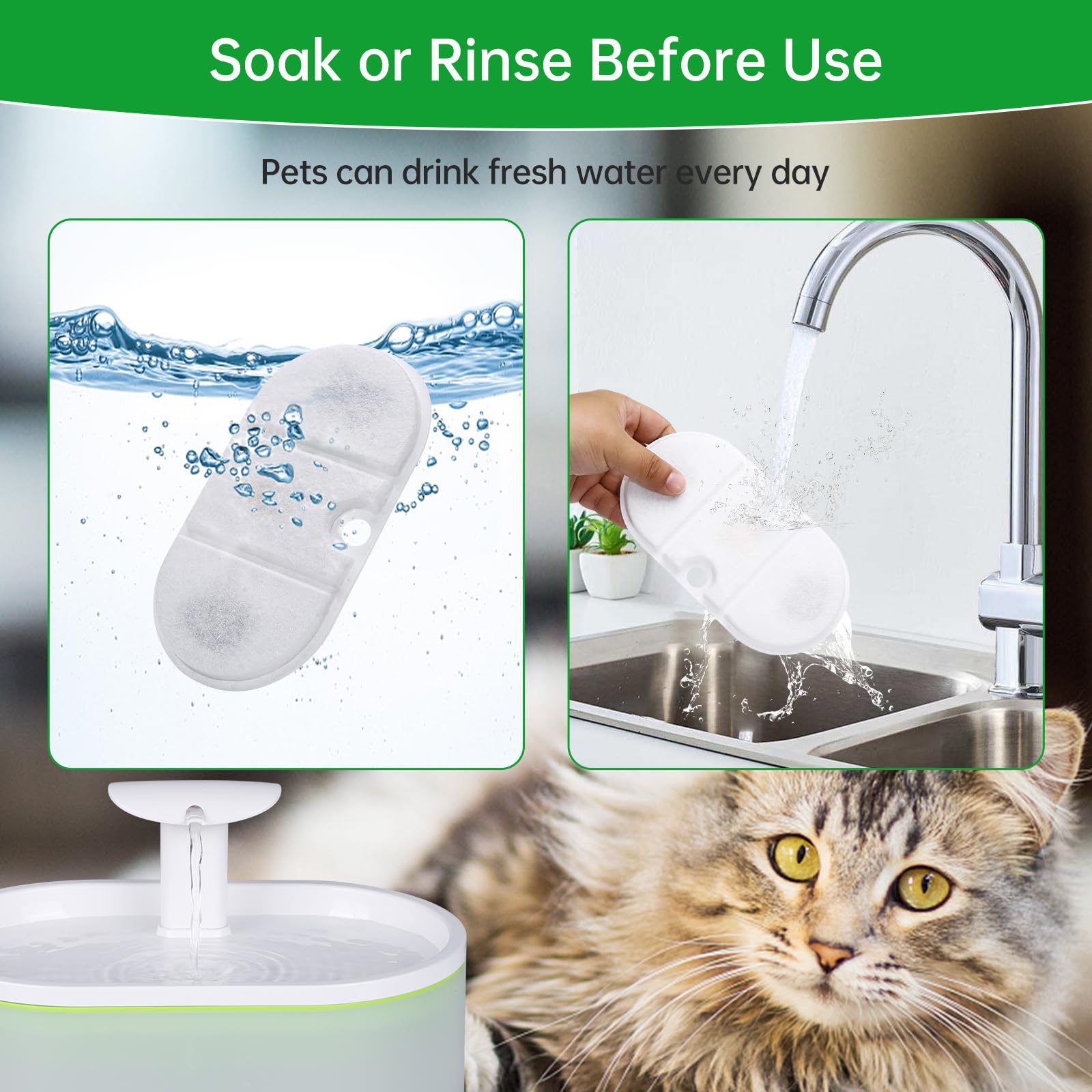 16 Packs Replacement Filters Compatible With Capsule Cat Water Fountain Plwf002, 16 Replacement Carbon Filters & 16 Sponges For