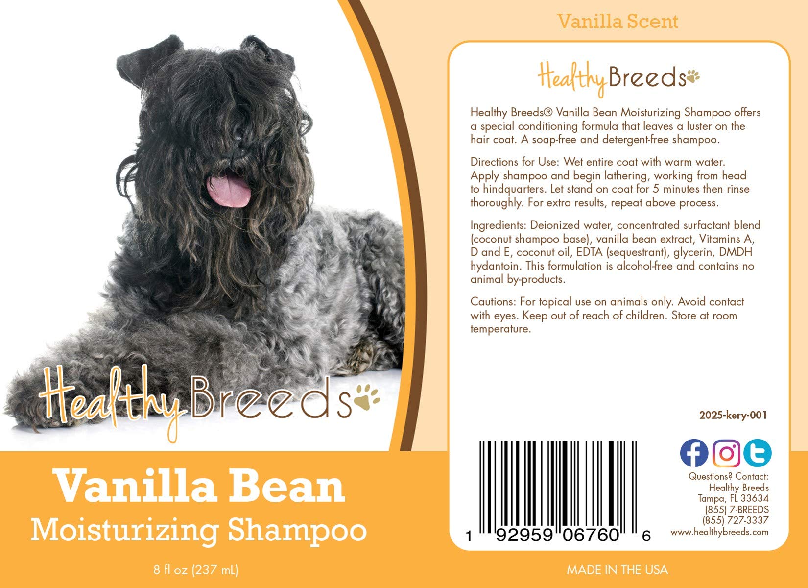 Healthy Breeds Kerry Blue Terrier Vanilla Bean Moisturizing Shampoo 8 Oz