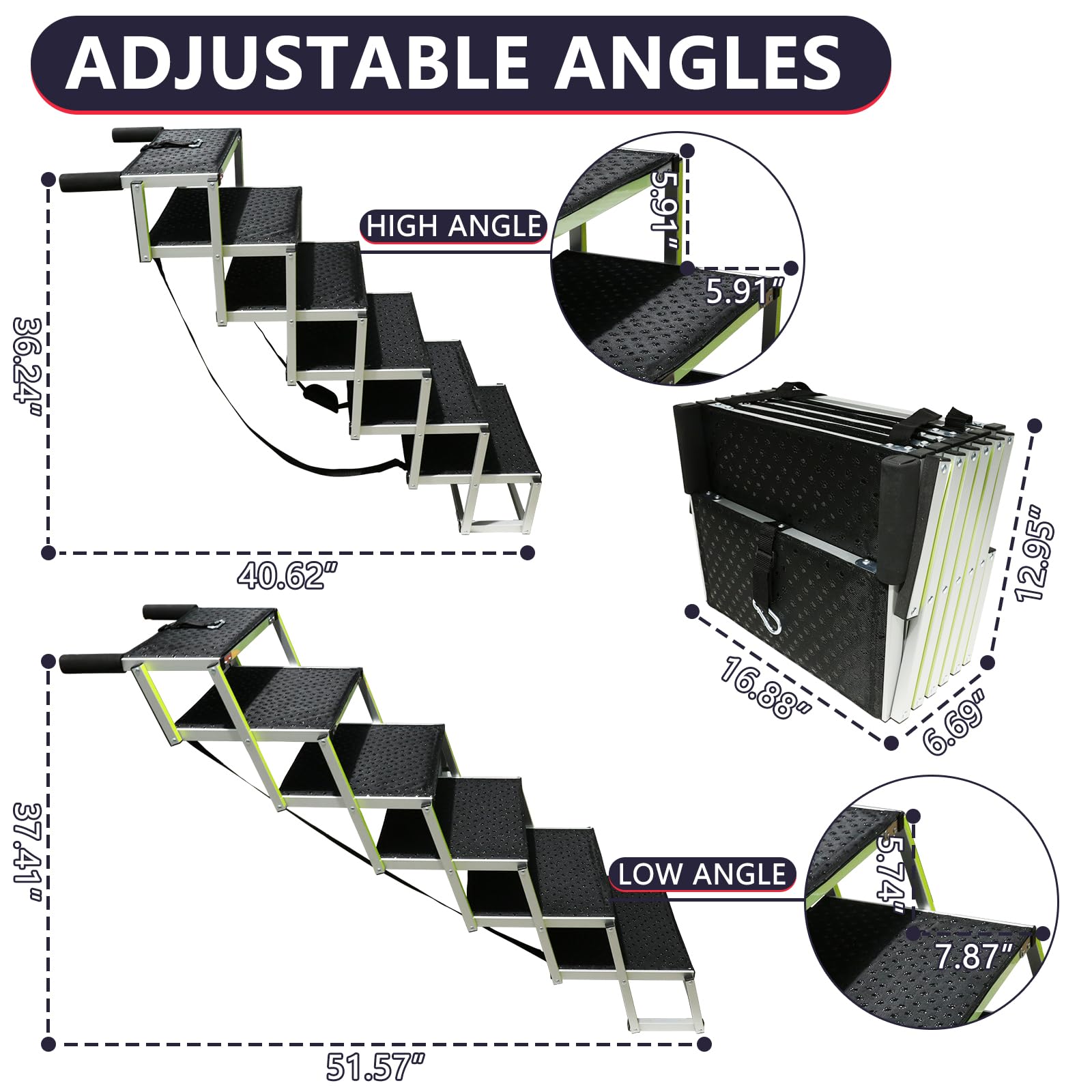 Pensun Dog Ramps For Small & Big Dogs Portable Folding Pet Stairs With Nonslip Surface Foldable Truck Ramp Stairs For Car, Suv A