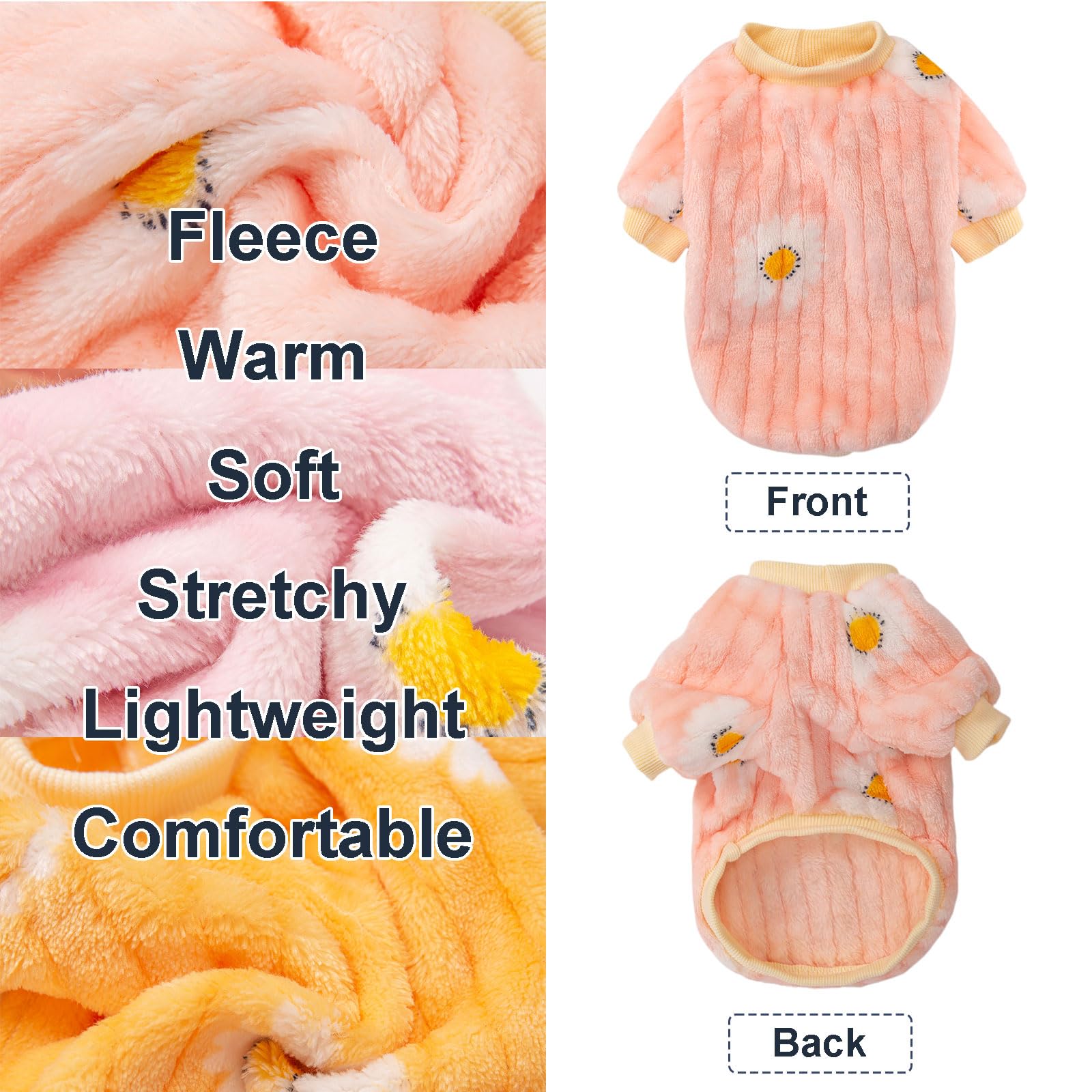 Kyaringtso Dog Sweater, 3 Pack Dog Sweaters For Small Dogs, Dog Clothes For Small Dogs Girl Boy, Ultra Soft And Warm Puppy Sweater Dog Coat For Winter Christmas (X-Small, Dy Pink+Dy Purple+Dy Yellow)