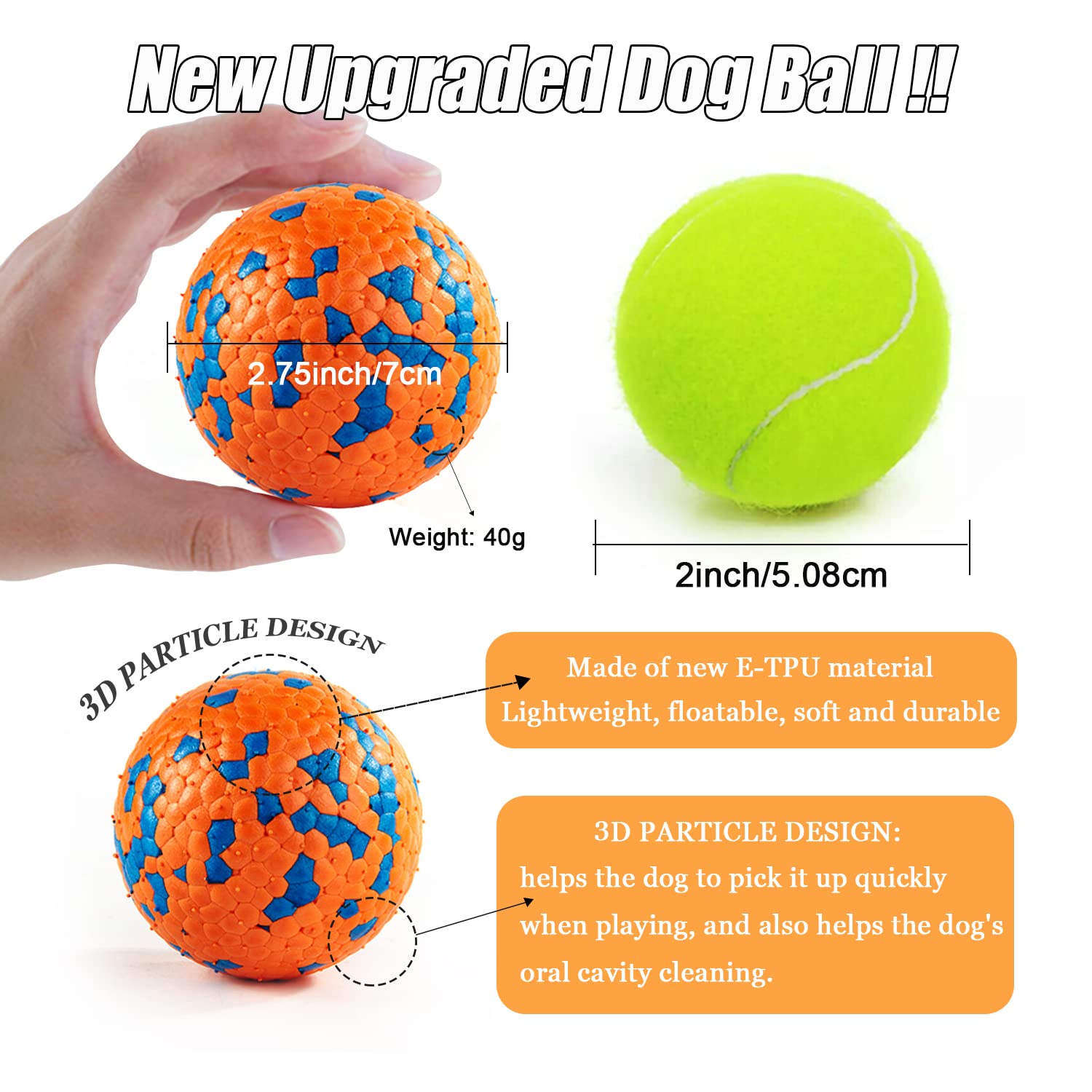 Dlder Dog Balls Toys For Aggressive Chewers,Indestructible Floating Bouncy Balls For Dogs,Lightweight Dog Chew Balls,Fetch Balls For Large&Medium Dogs