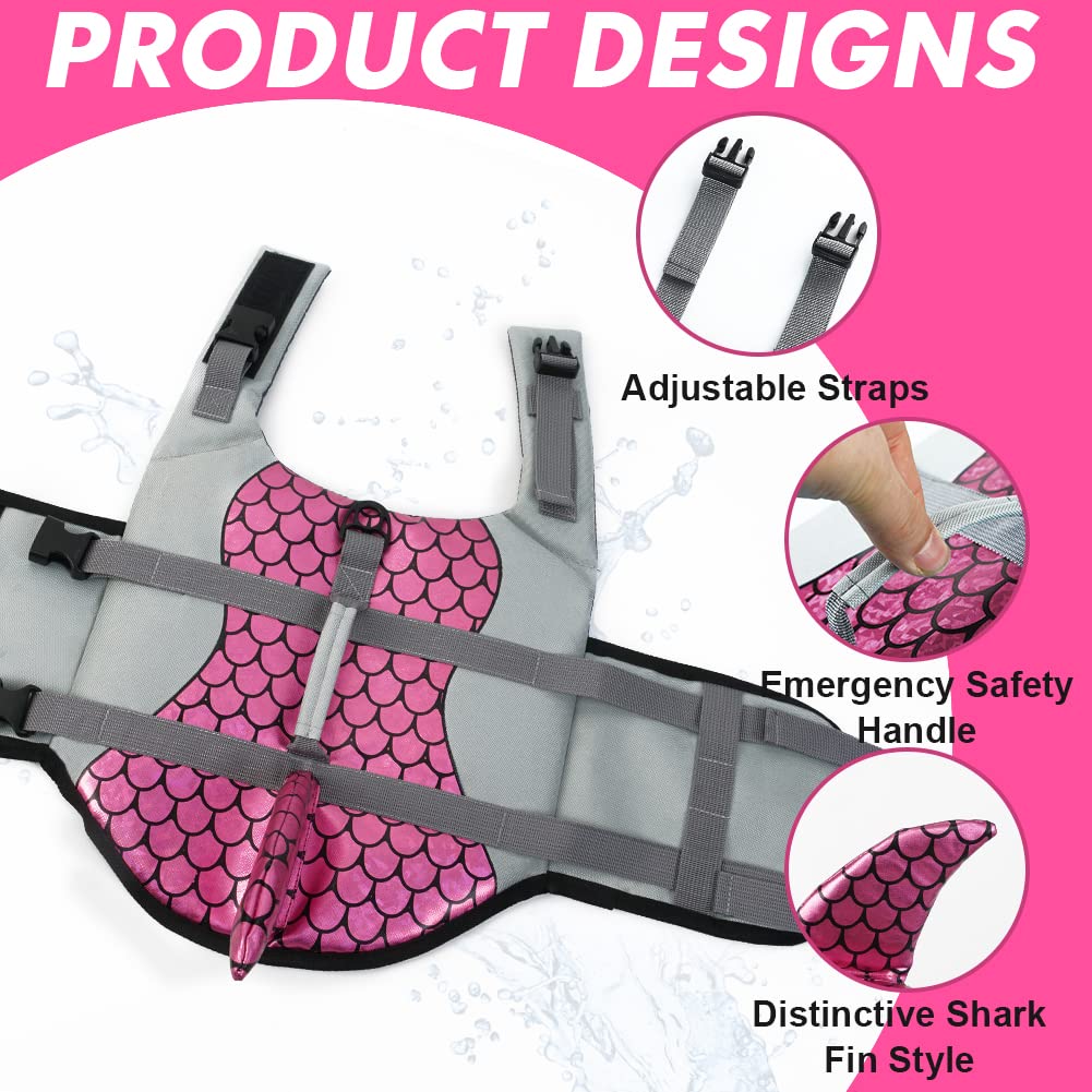 Emust Dog Life Jacket, Ripstop Dog Lifesaver Vests With Rescue Handle For Small Medium And Large Dogs, Pet Safety Swimsuit Preserver For Swimming Pool Beach Boating (Xs,Pink)