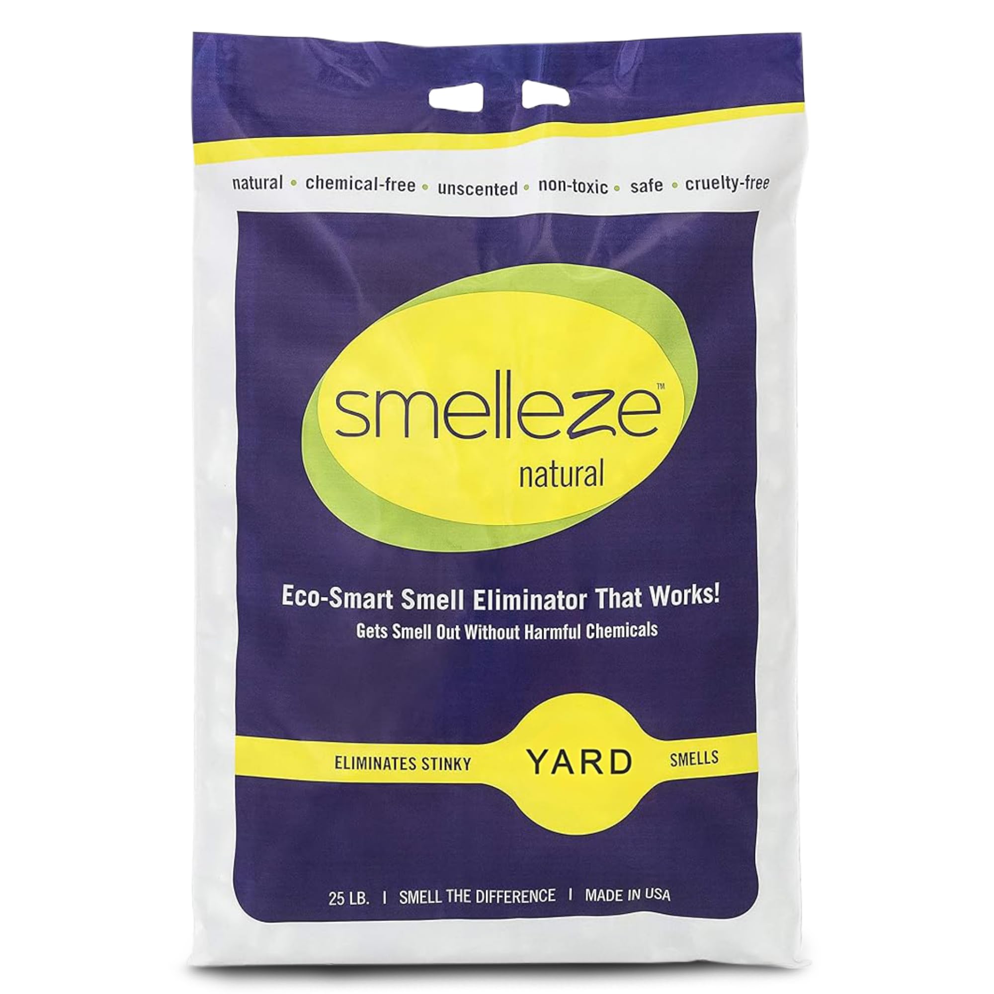 Smelleze Yard Smell Removal Deodorizer: 25 Lb. Granules Eliminate Outdoor Pet Urine & Stool Odor, Long Lasting, People, Pet, Pla
