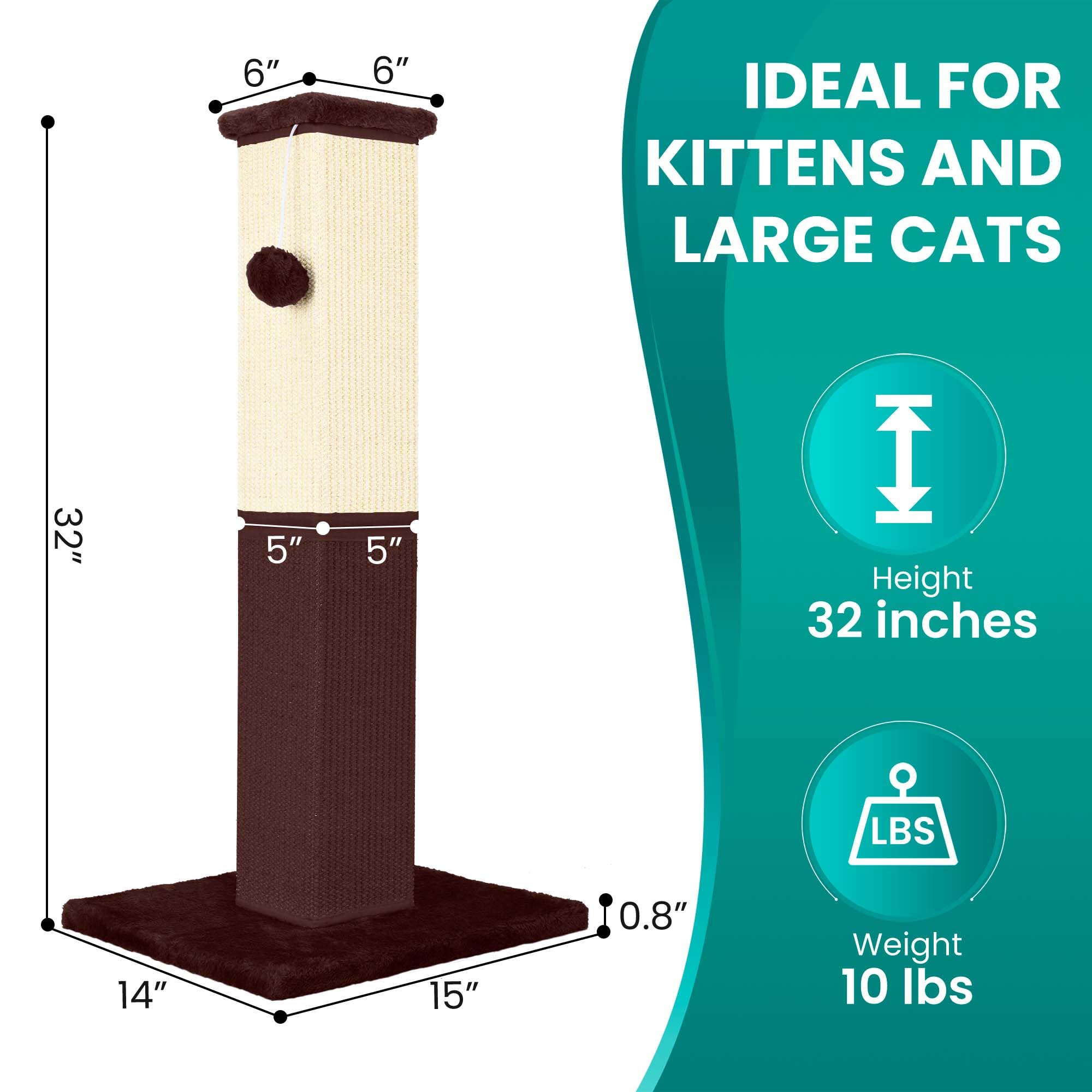 Yuloyi Cat Scratching Post, 32 Inch Cat Scratching Post For Large Cats, Cat Scratcher With Nature Sisal, Cat Scratch Post For In