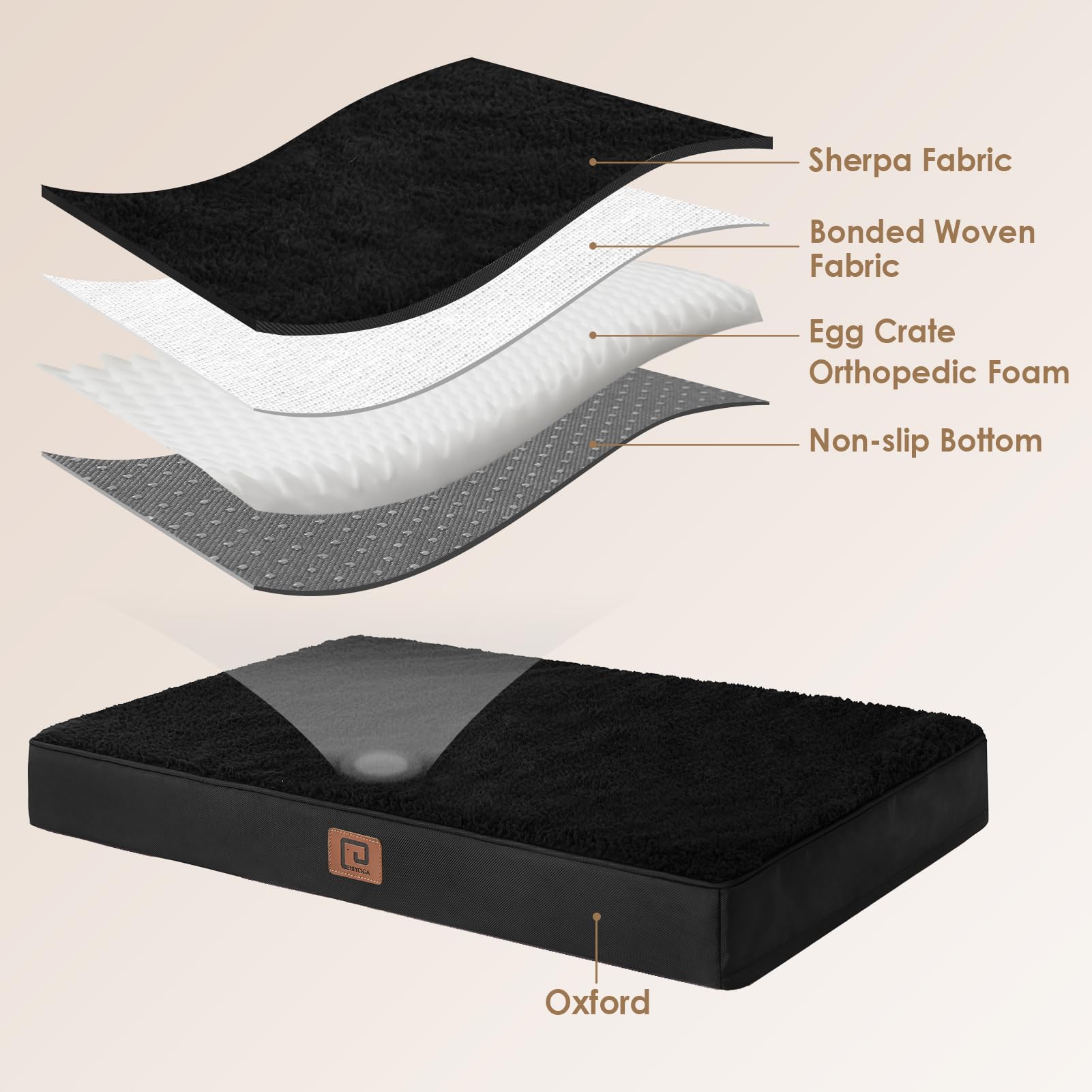 Eheyciga Orthopedic Xl Dog Beds For Extra Large Dogs With Removable Washable Cover For Crate, Black, 41X27