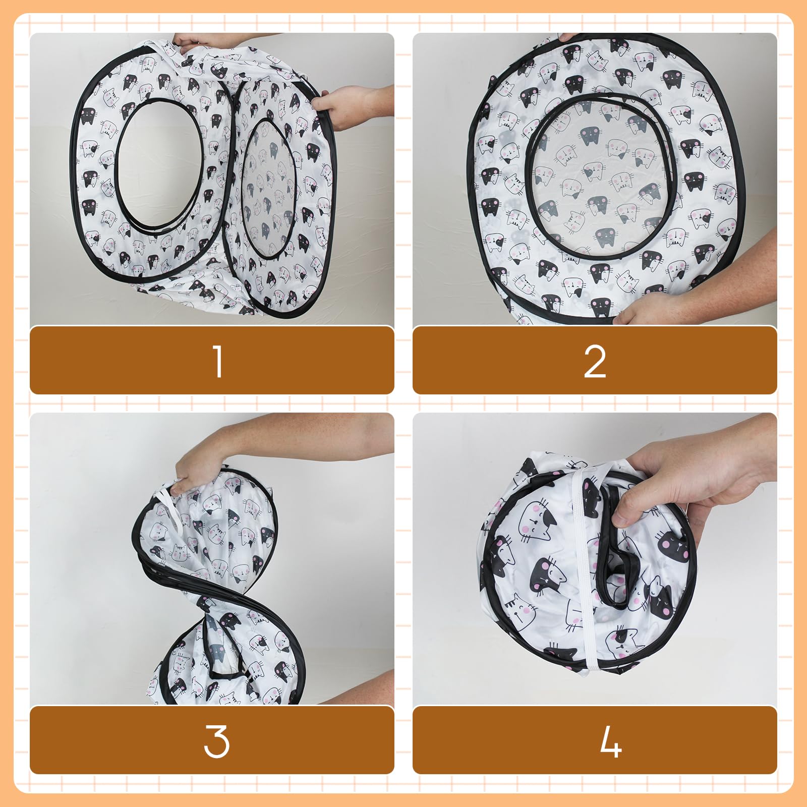 Andiker Cat Tent, 3 Holes Safe And Strong Cute Cats Tunnel Collapsible Easy To Carry Cat House For Indoor Cats Kittens Hiding Pl