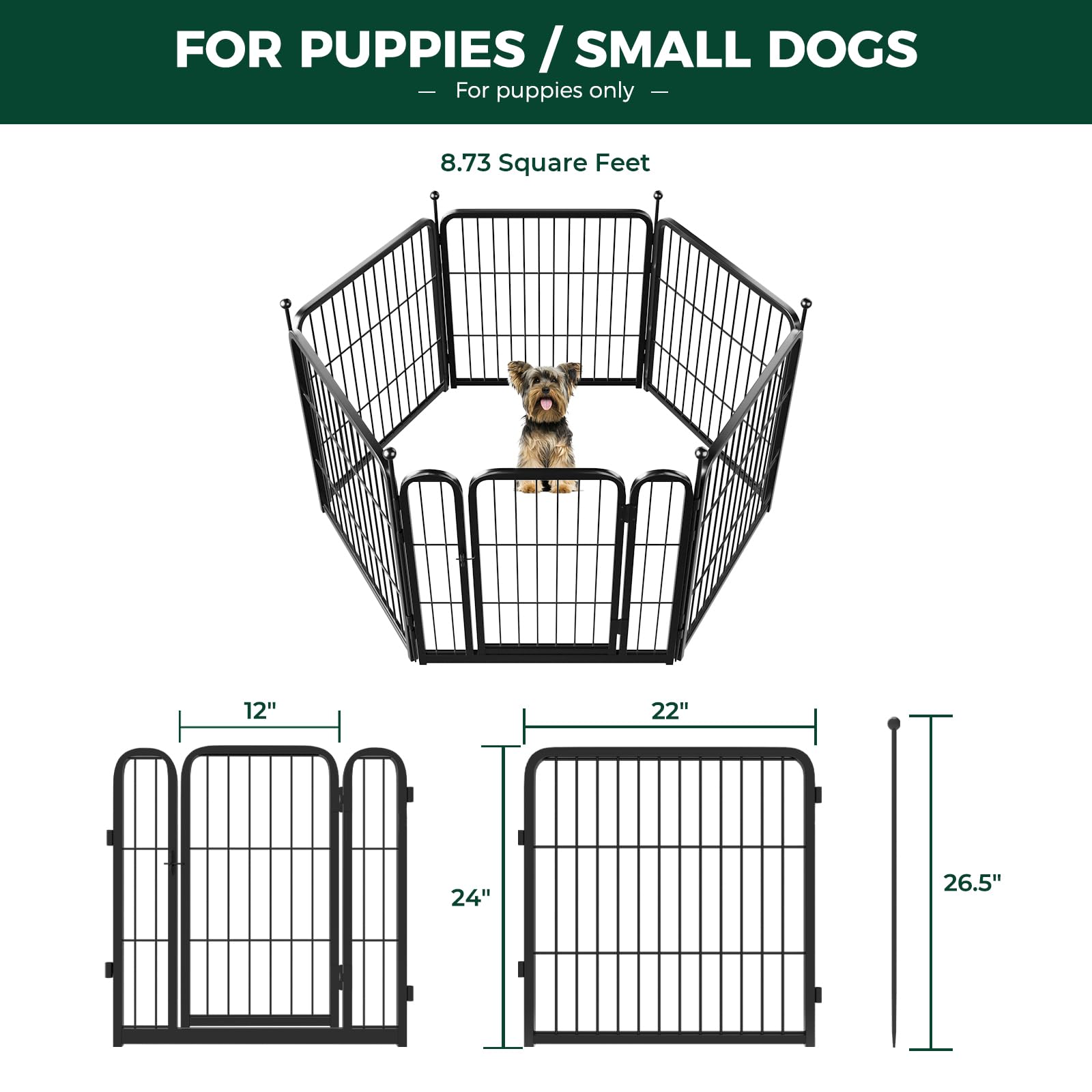 Fxw Rollick Dog Playpen For Yard, Rv Camping│Patented, 24 Inch 6 Panels