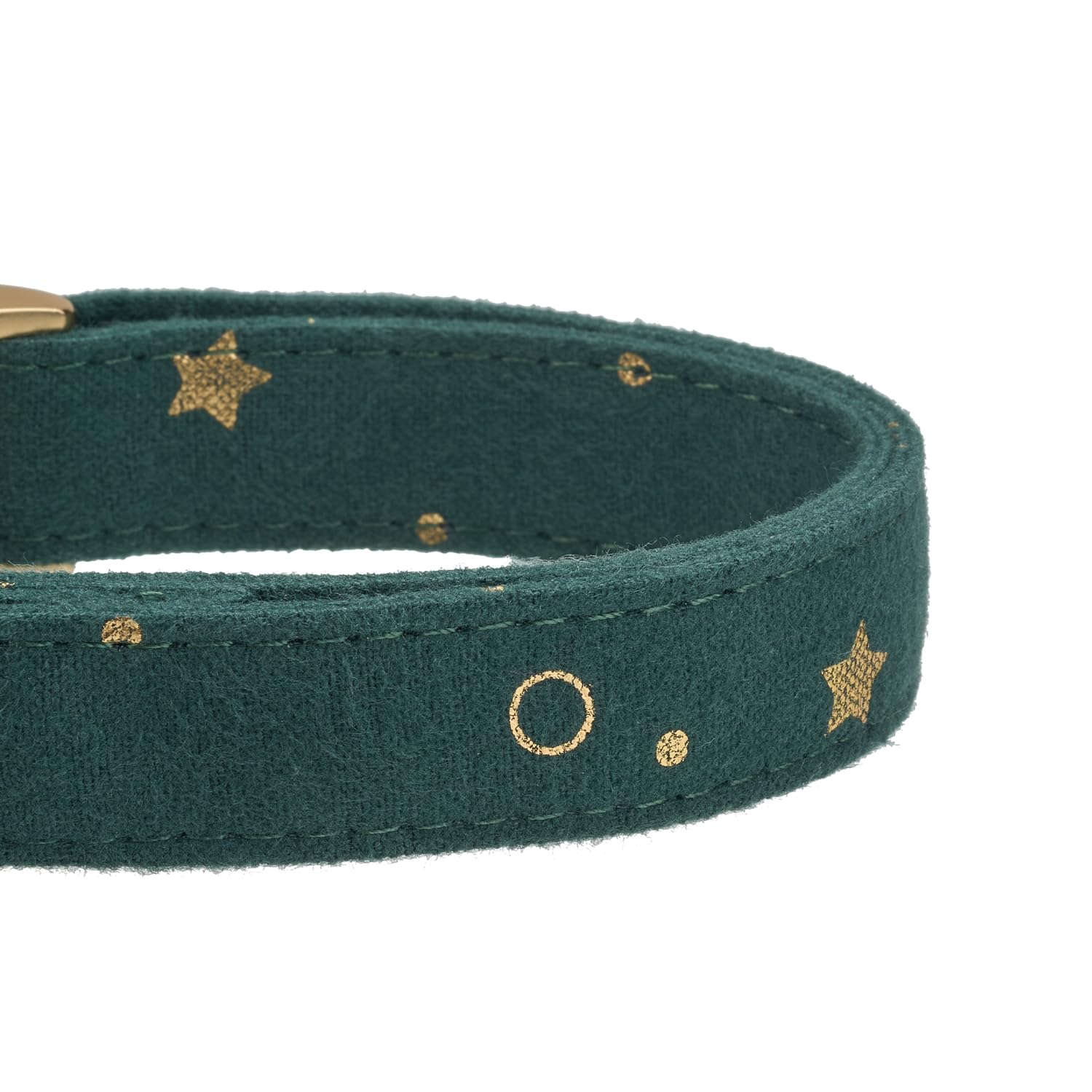 Petiry Cotton Fibric Dog Collar with High Grade Metal Buckle, for Medium Dogs(Dark Green,Medium:12-19'')
