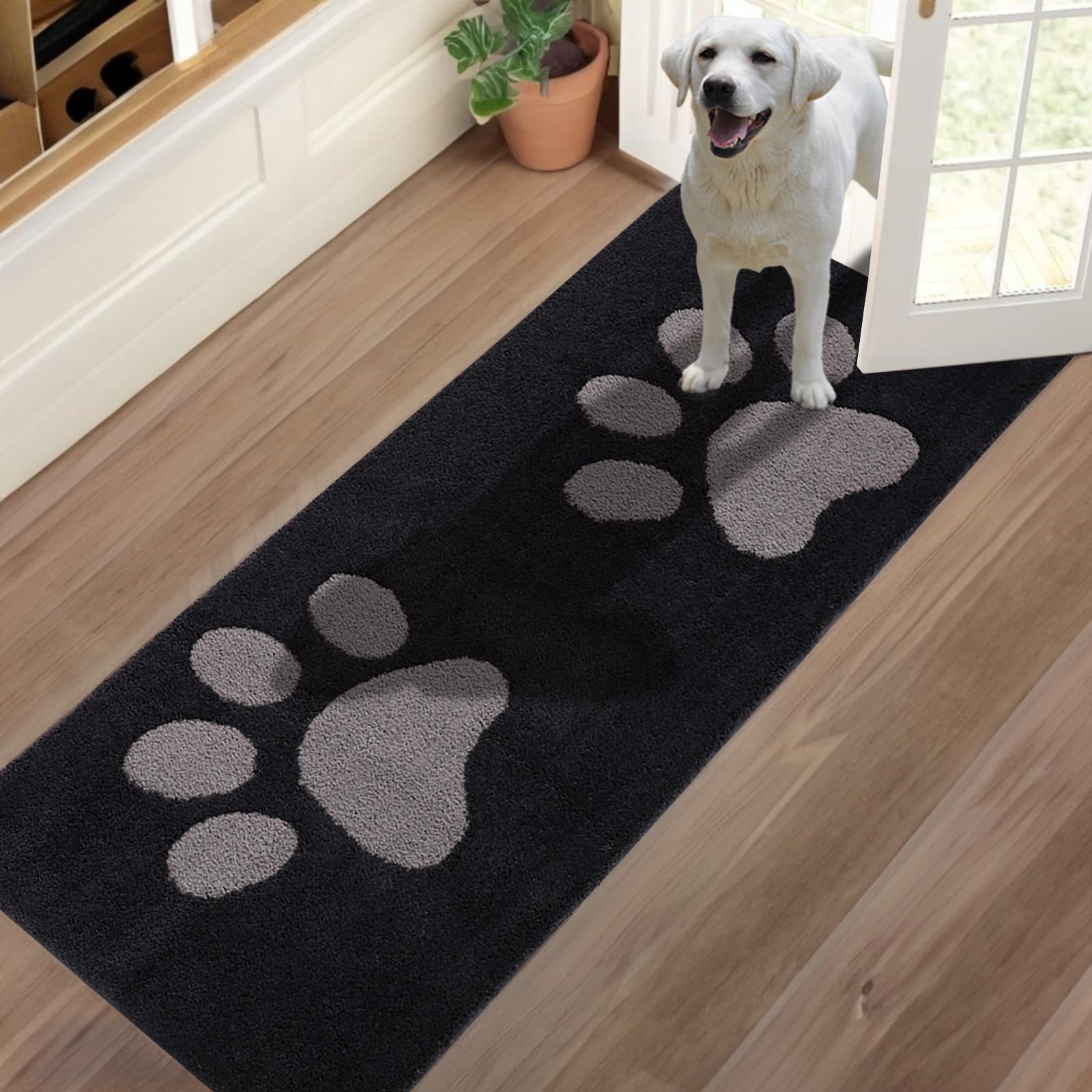 Oiilores Door Mat Indoor 31.5  x 70 , Washable Runner Rug Super Absorbent, Low-Profile Entryway Rug with Non-Slip Backing, Dirty