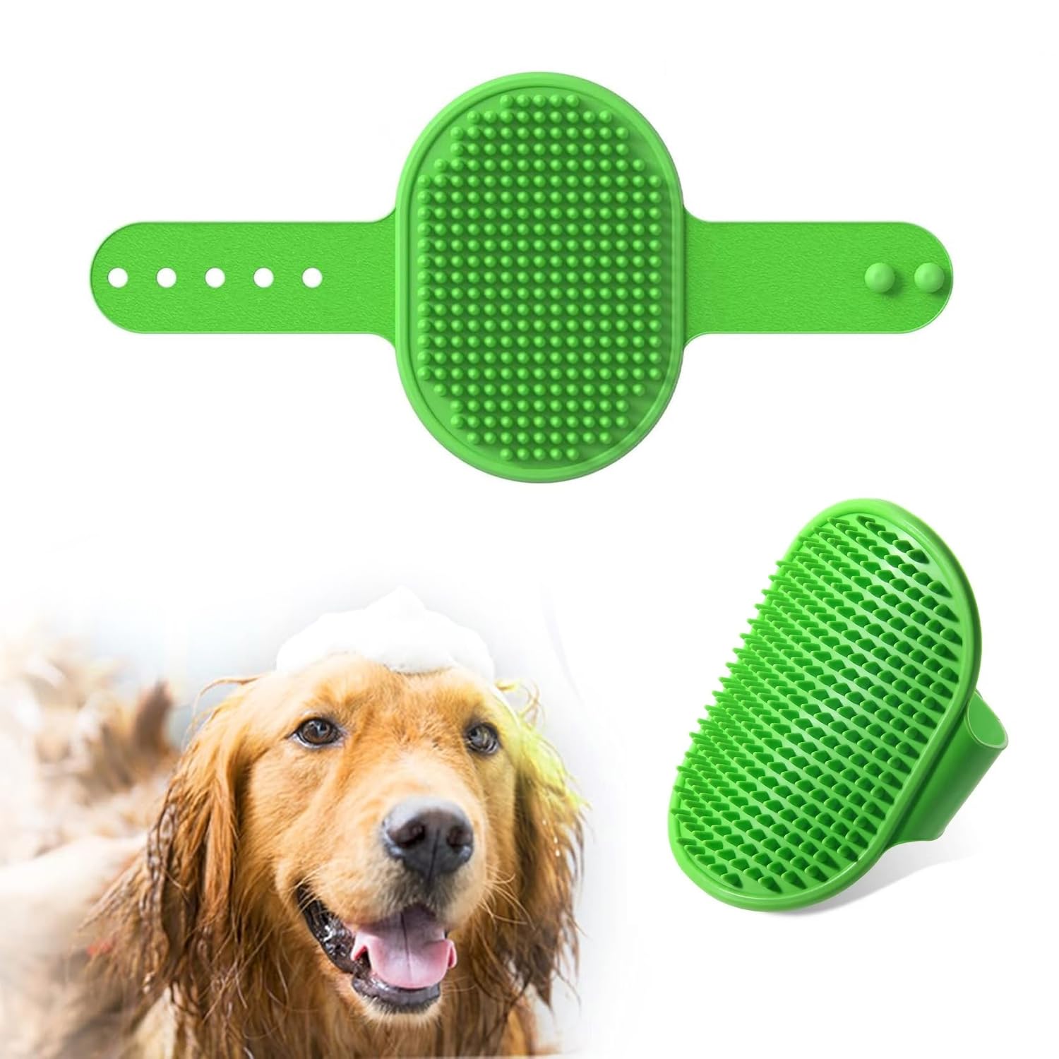 Petbabas Pet Grooming Brush | Soothing Massage Rubber Bath Comb | Shampoo Washing Shower Brush | Grooming Pet Glove With Adjusta