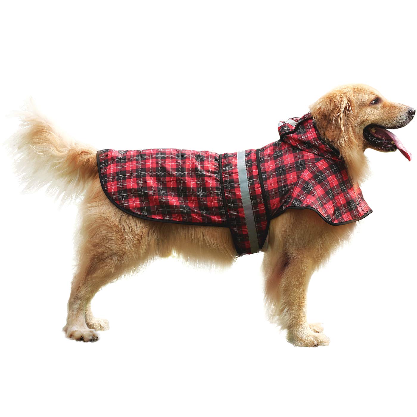 Hde Dog Raincoat Hooded Slicker Poncho For Small To X-Large Dogs And Puppies Plaid - Xl