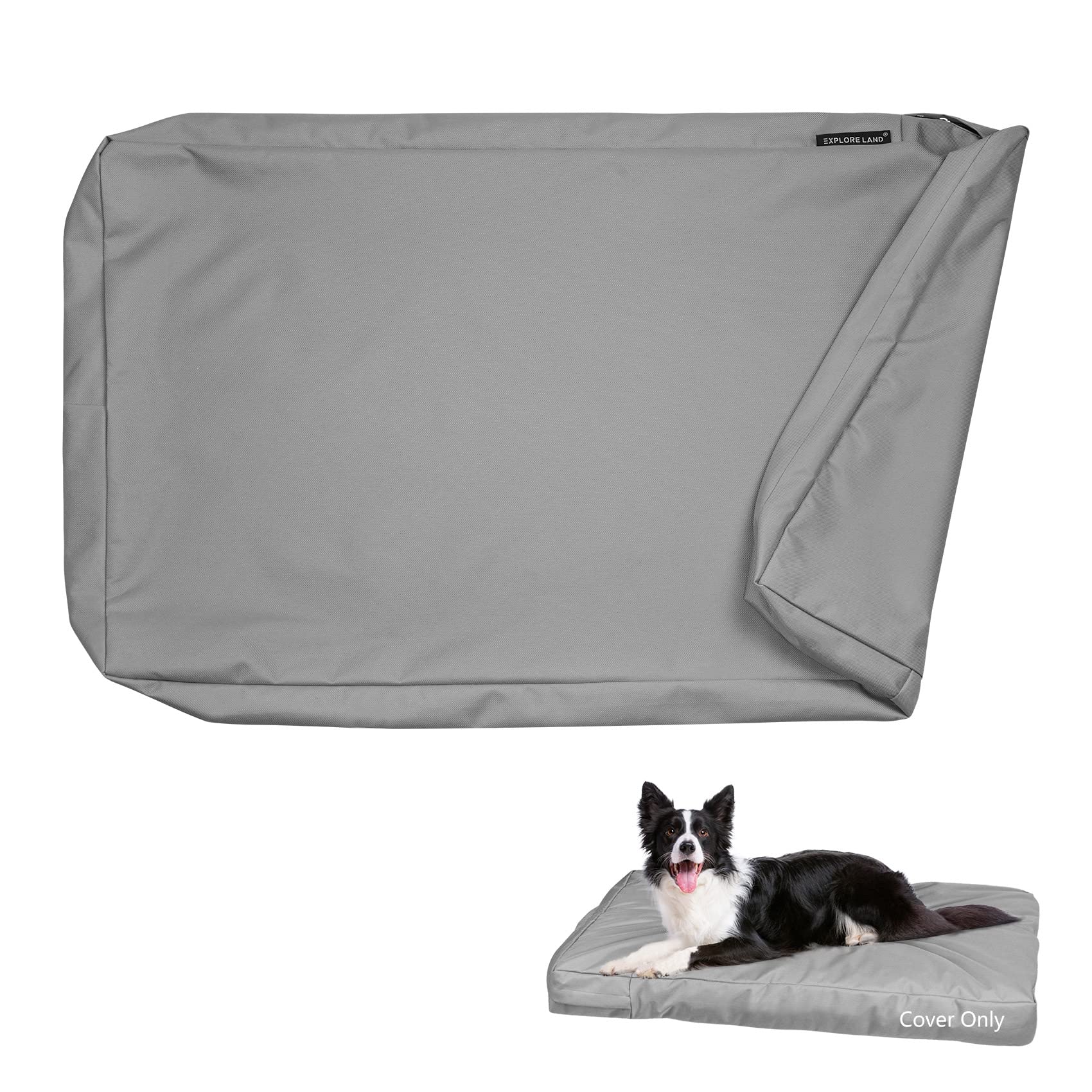 Waterproof Dog Bed Cover Canvas Washable Dog Crate Pad Replacement Cover, 34Lx22Wx3.5H Inch, Gray