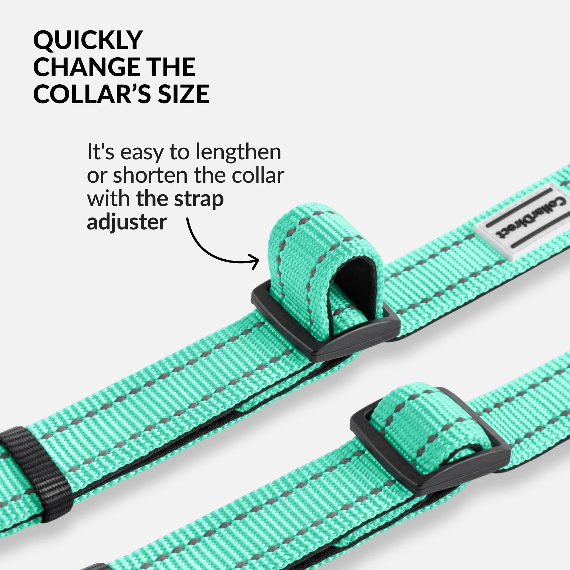 Collardirect Reflective Padded Dog Collar For A Small, Medium, Large Dog Or Puppy With A Quick Release Buckle - Boy And Girl - Nylon Suitable For Swimming (18-26 Inch, Mint Green)