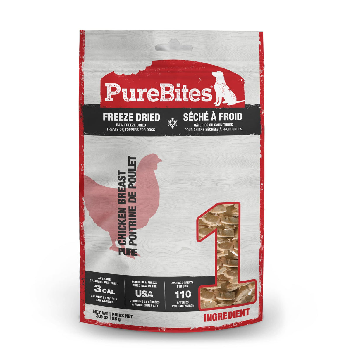 Purebites Chicken Freeze Dried Dog Treats, 1 Ingredient, Made In Usa, 3Oz