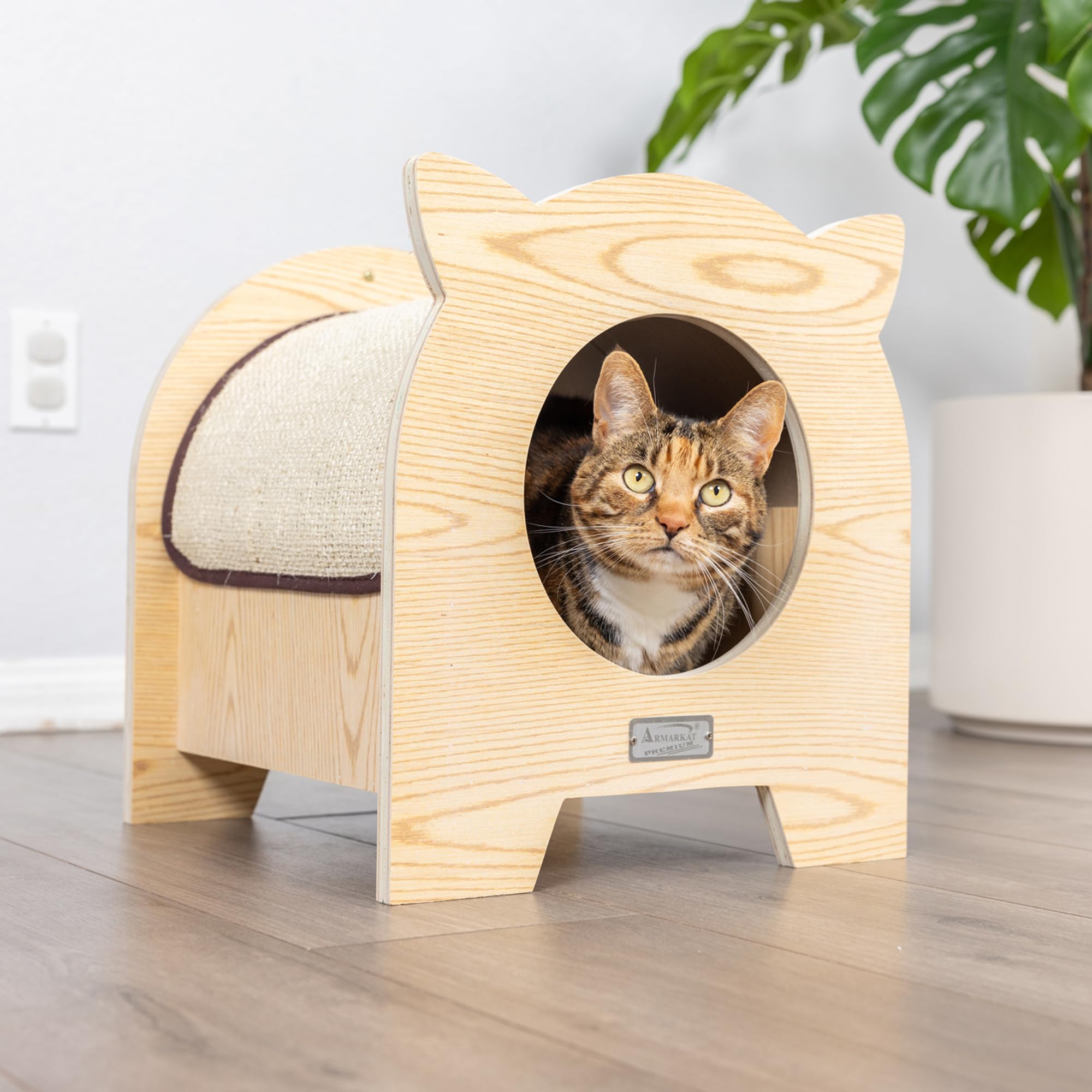 Armarkat Model S1203 Premium Wood Cat Hideaway, 15''(L) X 15''(W) X 16''(H)