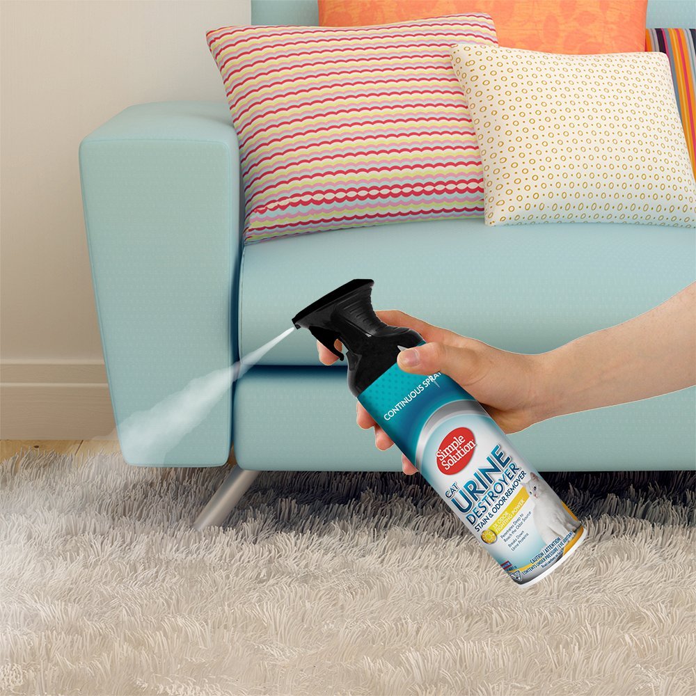 Simple Solution Cat Urine Destroyer | Continuous Spray Cat Stain And Odor Remover | Breaks Down Cat Urine To Neutralize Stain And Odor | Prevents Repeat Marking | 17 Ounces