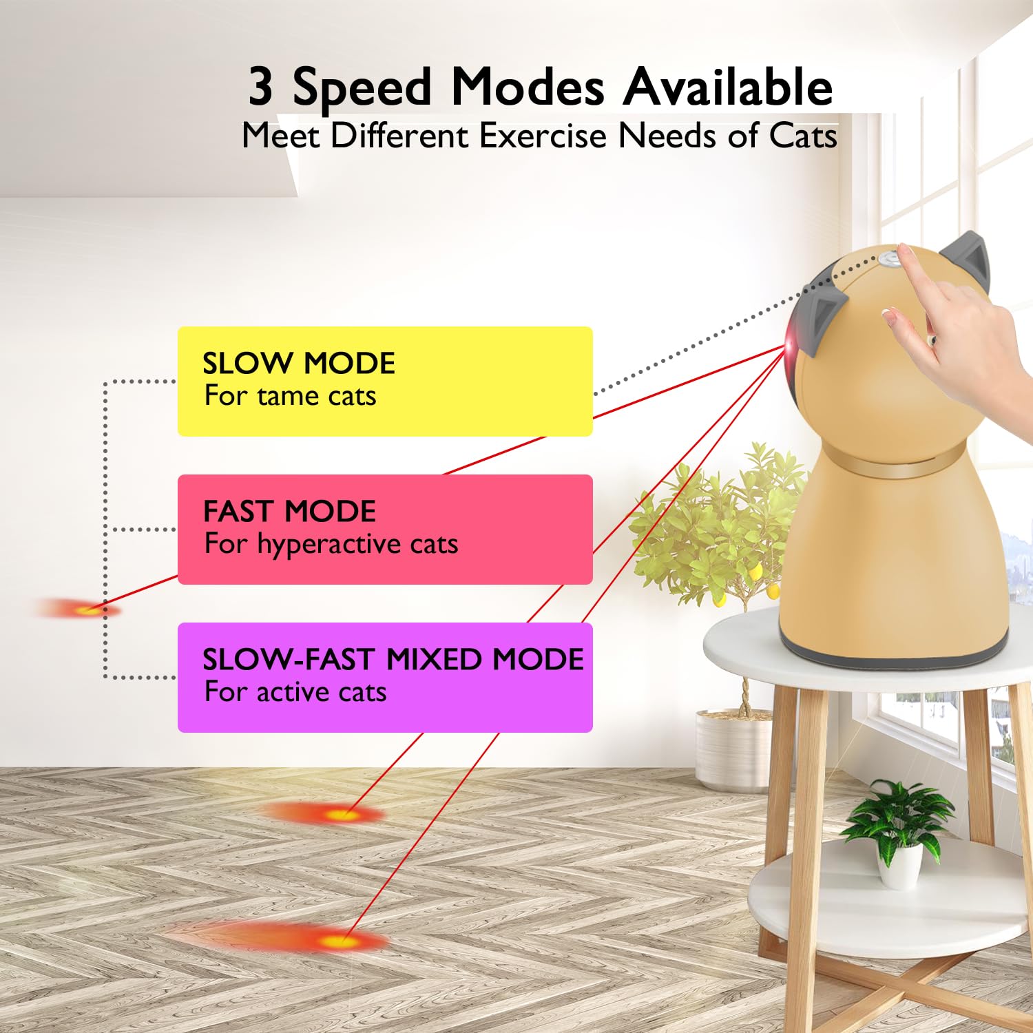 Valonii Interactive Cat Laser Toy Automatic For Indoor Cats,Real Random Trajectory Rechargeable Laser Cat Toys For Indoor Cats/K