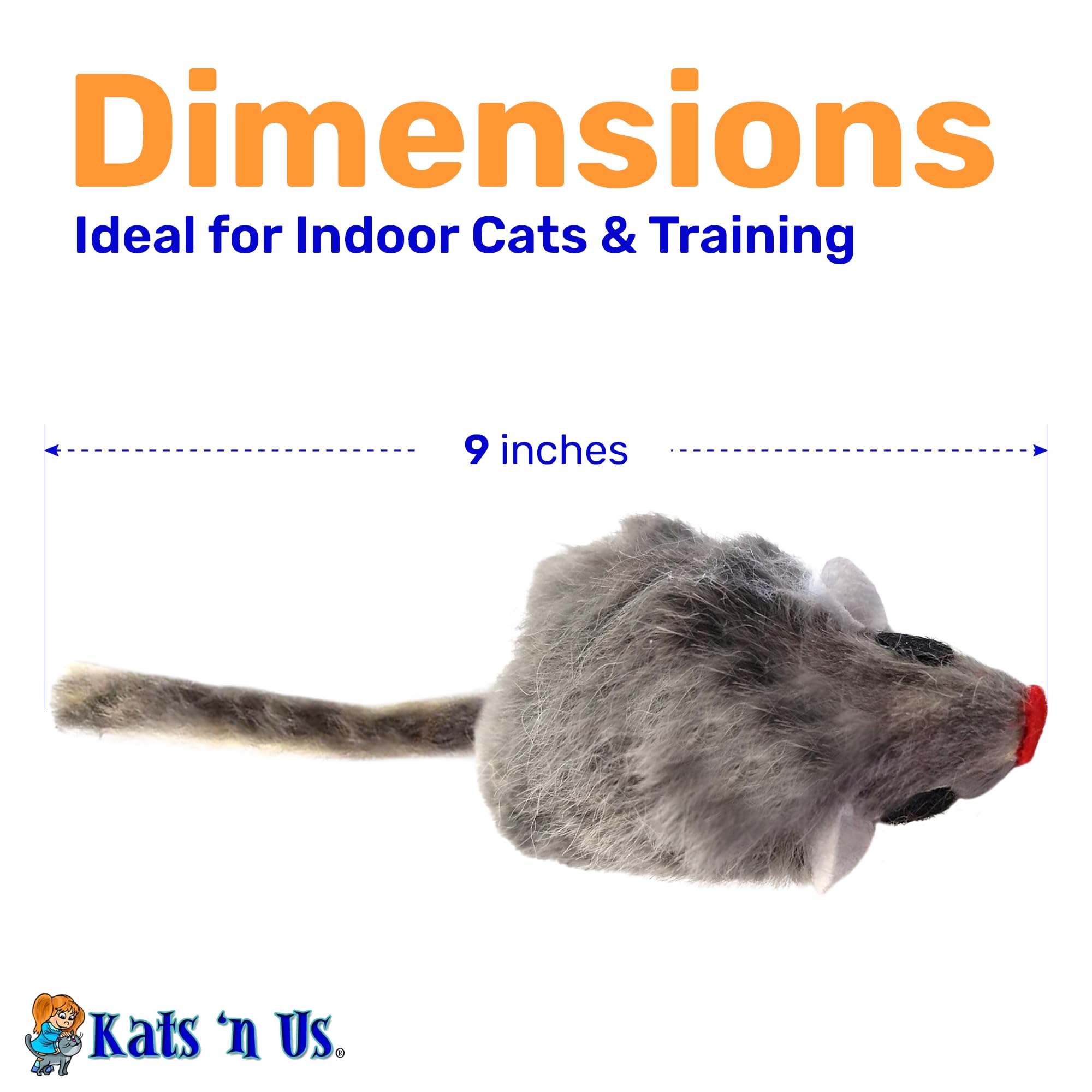 Real Rabbit Fur Mouse Cat Toy - Hard Body - Interactive Cat Toys, Real Fur Mice, 5 Pack Gray No Rattle