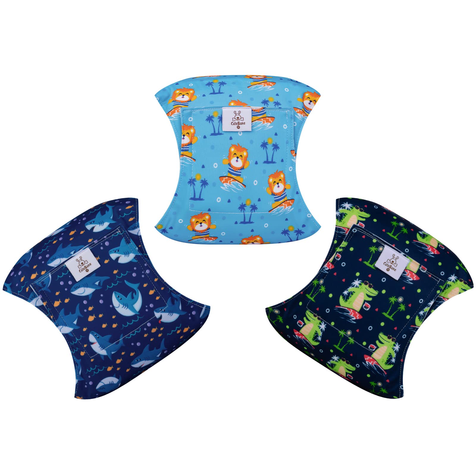 Cutebone Dog Diapers Male Washable Belly Band For Male Dogs Wraps 3Pcs A Pack Dm38L