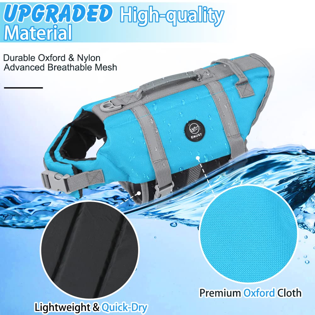Emust Dog Life Vests, Adjustable Pet Life Jacket With Rescue Handle, Dog Flotation Vest For Small/Medium/Large Dogs, Xs, Newsoli