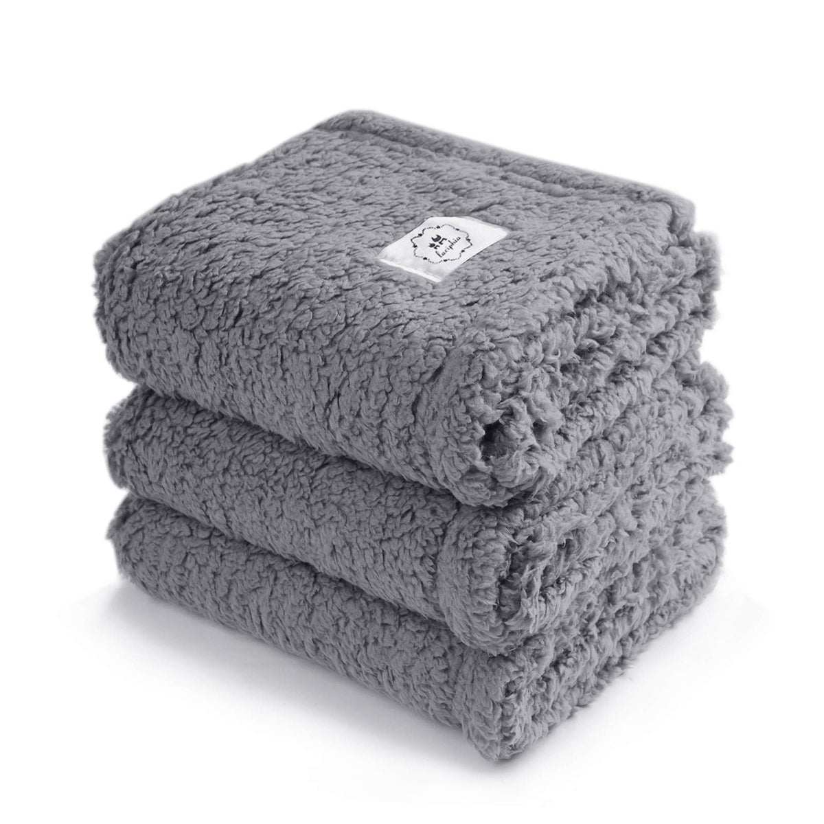 1 Pack 3 Calming Blankets Fluffy Premium Fleece Pet Blanket Soft Sherpa Throw For Dog Puppy Cat Grey Large (41'' X31'')