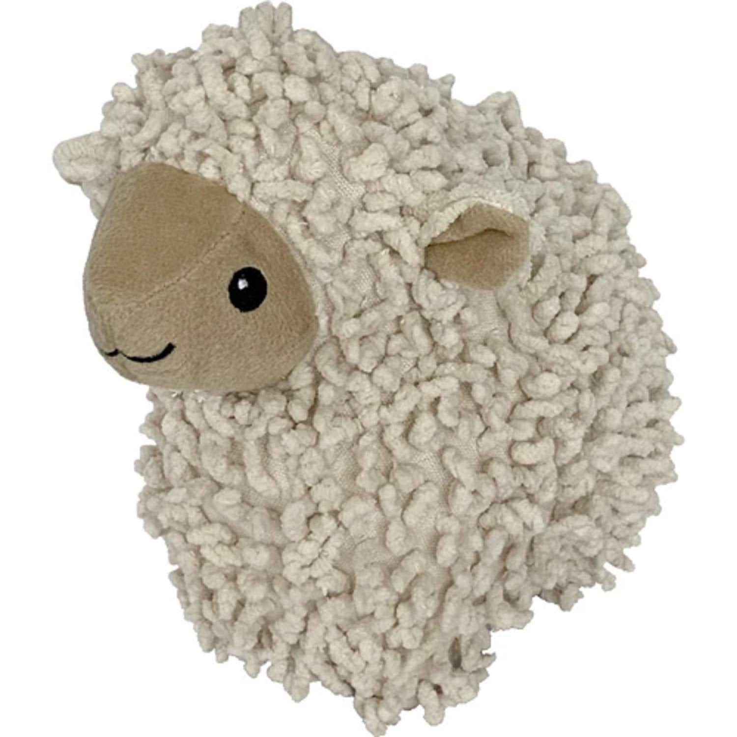 Petlou Durable Natural Nubby Plush Dog Toys with Squeaker and Crinkle Paper in Multi-Size (Natural Lamb, 8 Inch)