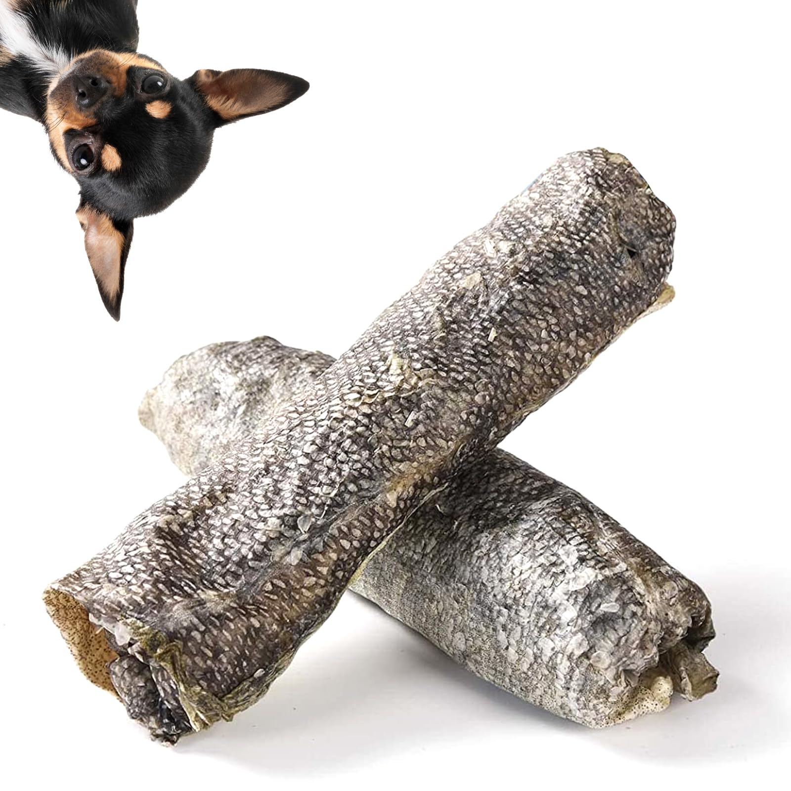 Pawmate Cod Skins Dog Treats, All-Natural Chew Fish Skin Rolls, Rawhide-Free Natural One-Ingredient Healthy Dog Treat, Rich in O