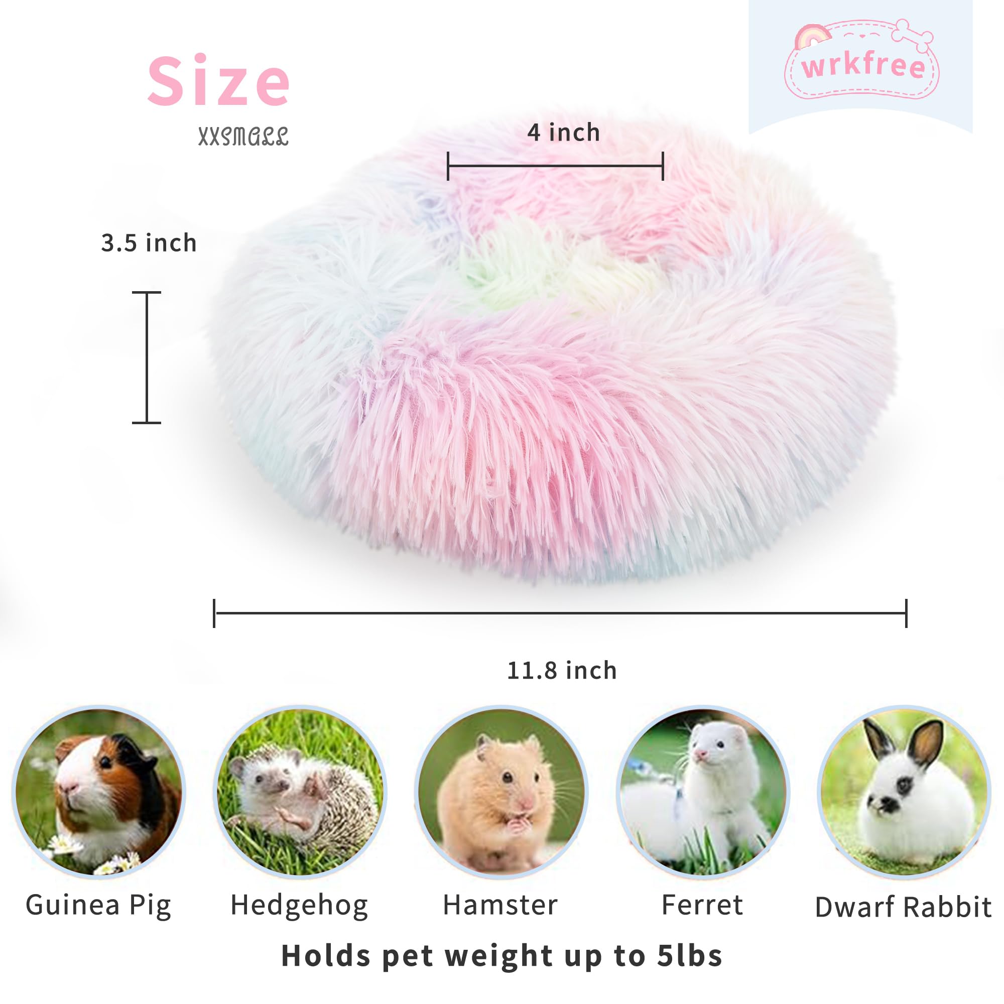 wrkfree Guinea Pig Bed for Cage Plush Calming Hideout, Warm Rabbit Bed for Hamsters Hedgehogs Ferrets Dwarf Rabbits and Other Sm