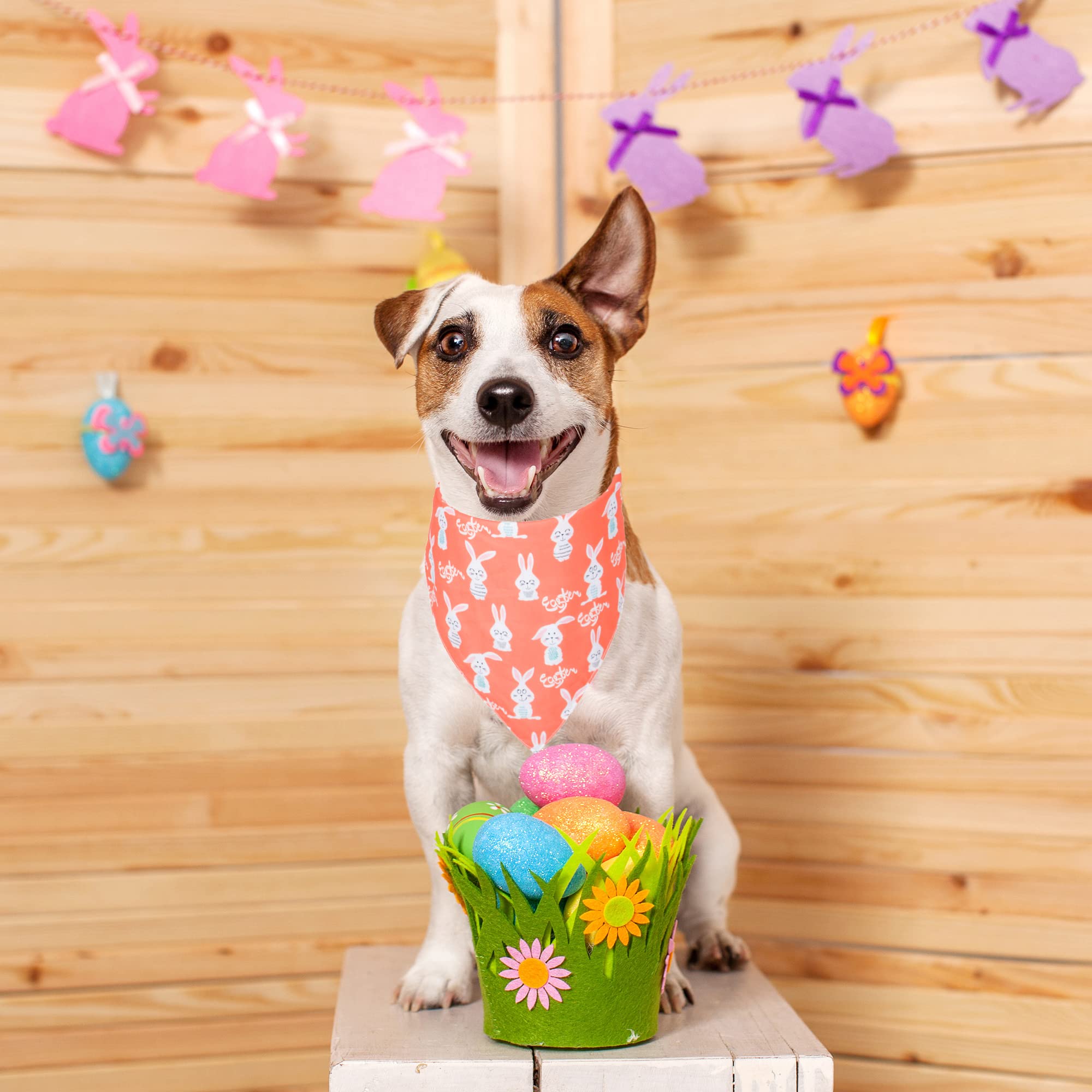 Adoggygo Easter Dog Bandana, Multiple Sizes Offered, Reversible Festival Pet Bandana Triangle Dog Scarf For Small Dogs Pets (Sma
