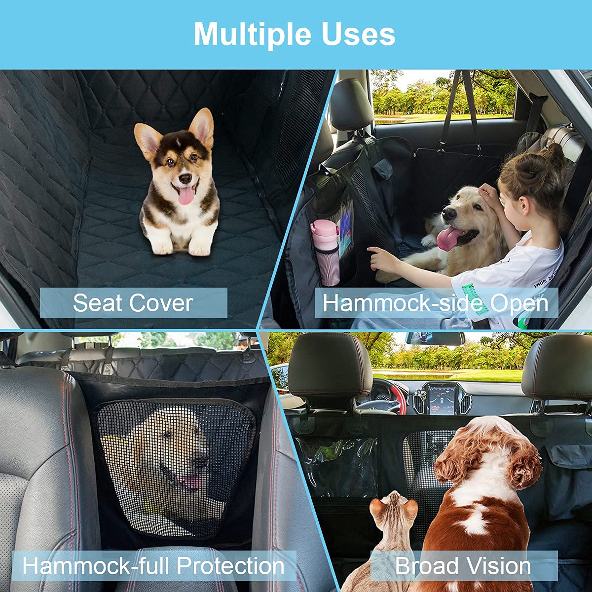 Sevvis Car Dog Cover Back Seat - Pet Car Seat Covers - Dog Hammock For Car Backseat Waterproof, Dog Car Seat Cover For Back Seat With Mesh Window,Seat Cover For Dogs Durable Nonslip Suv