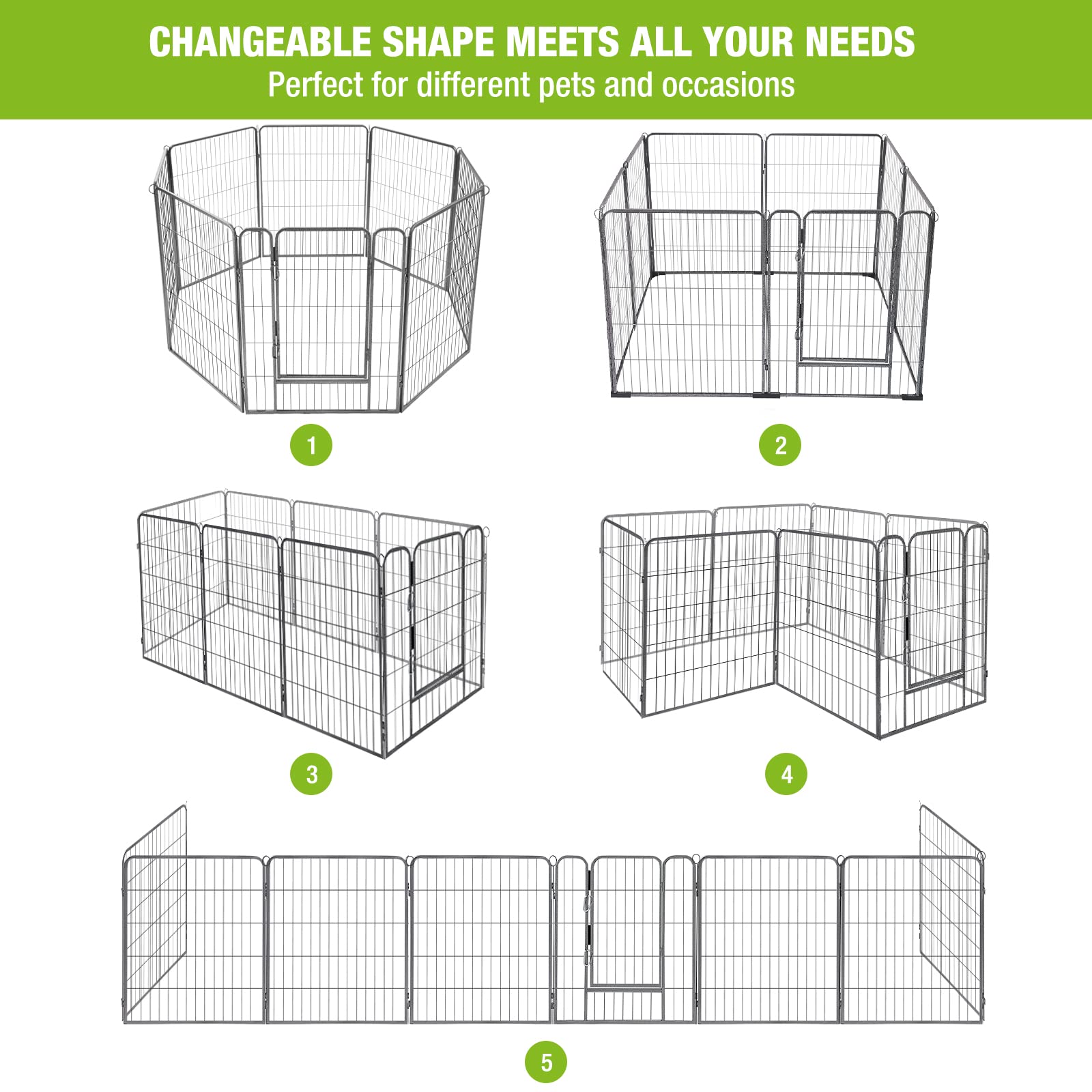 Medehoo 8 Panels Dog Playpen Dog Exercise Pen Heavy Duty Dog Fence Portable Puppy Cats Rabbits Playpen Indoor Outdoor (8 Panels,