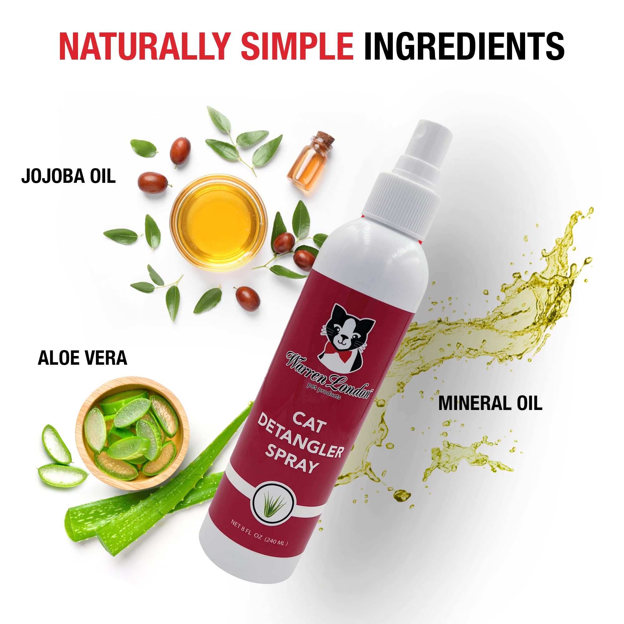 Warren London Cat Detangler Spray for Matted Hair | Leave in Conditioner Pet Detangling Spray That Demat & Refreshes | Use with