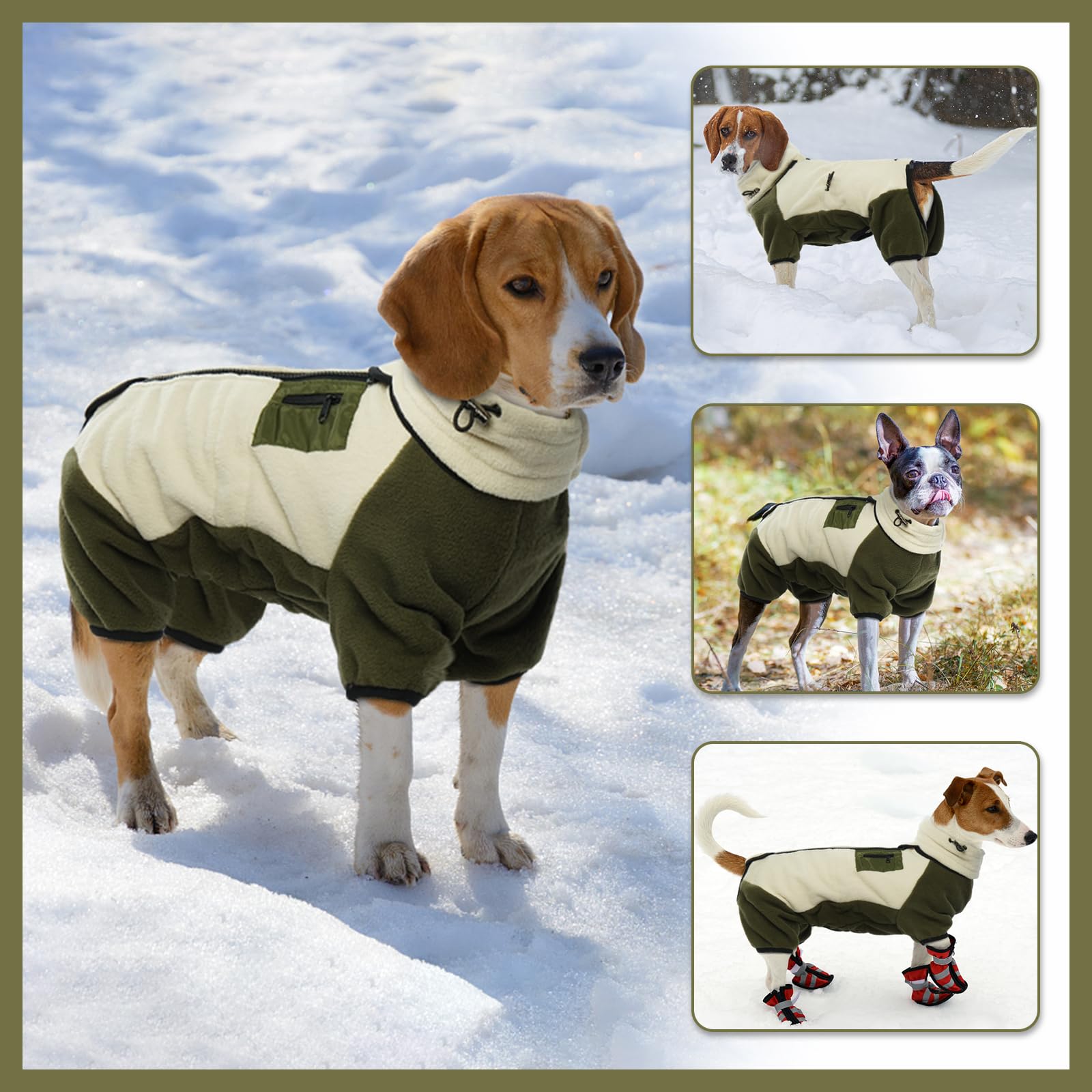 T'Chaque Dog Winter Coat Warm Polar Fleece Jacket, Pet Costumes For Medium Dogs Cold Weather Outfit Windproof Clothes, Removable