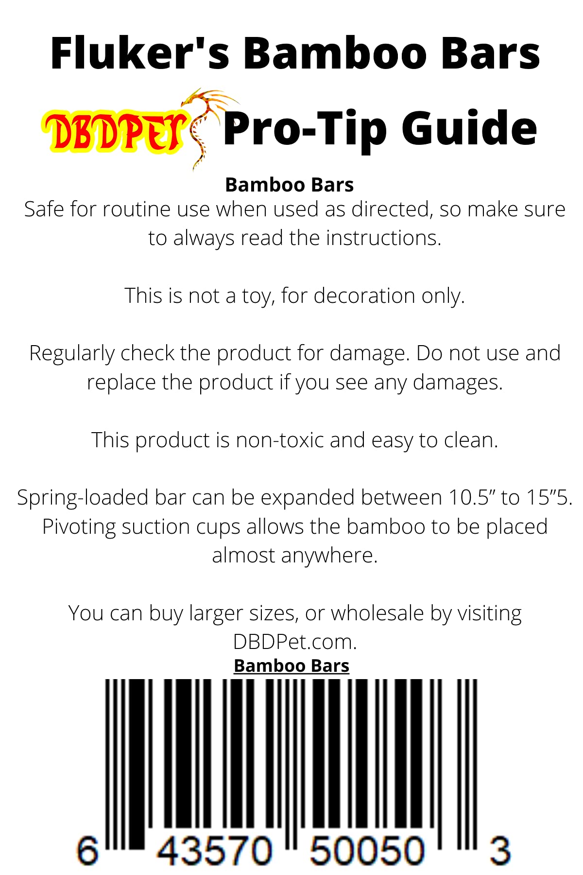 Fluker'S Bamboo Bars For Reptiles And Amphibians Brown - Includes Attached Dbdpet Pro-Tip Guide