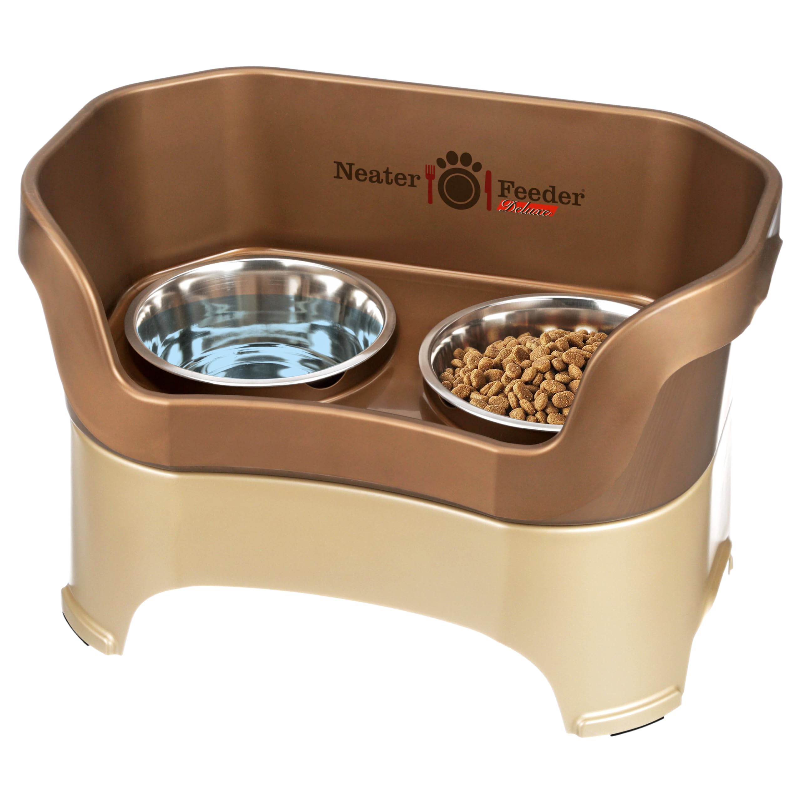Neater Feeder Deluxe Large Mess Proof Feeder for Large Dogs, 7 Cup Food & 9 Cup Water Stainless Steel Bowls, Elevated, No Spill,