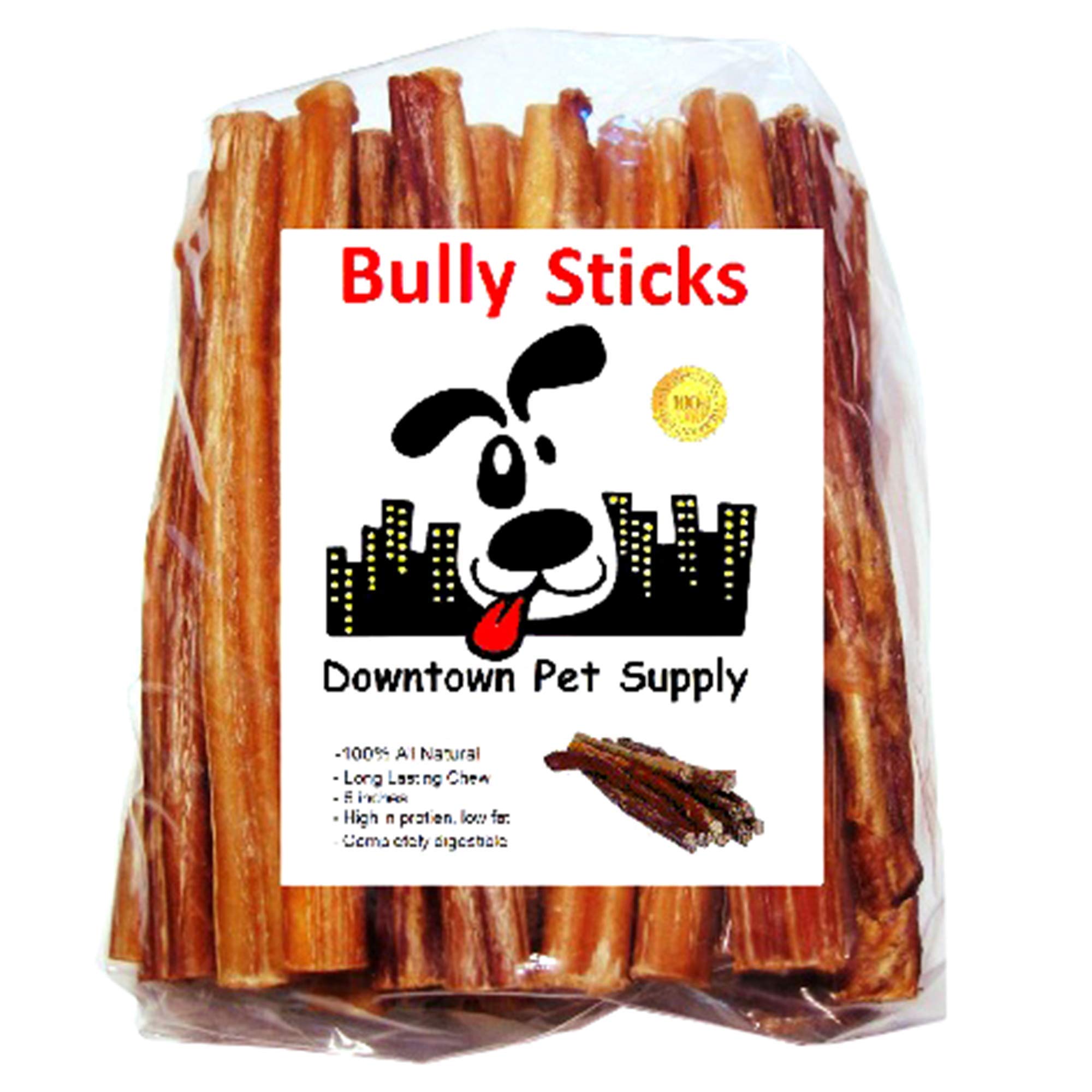 Downtown Pet Supply 6-inch Bully Sticks for Dogs, Pack of 30 - Single Ingredient, Nutrient-Rich and Odor Free Bully Sticks for D