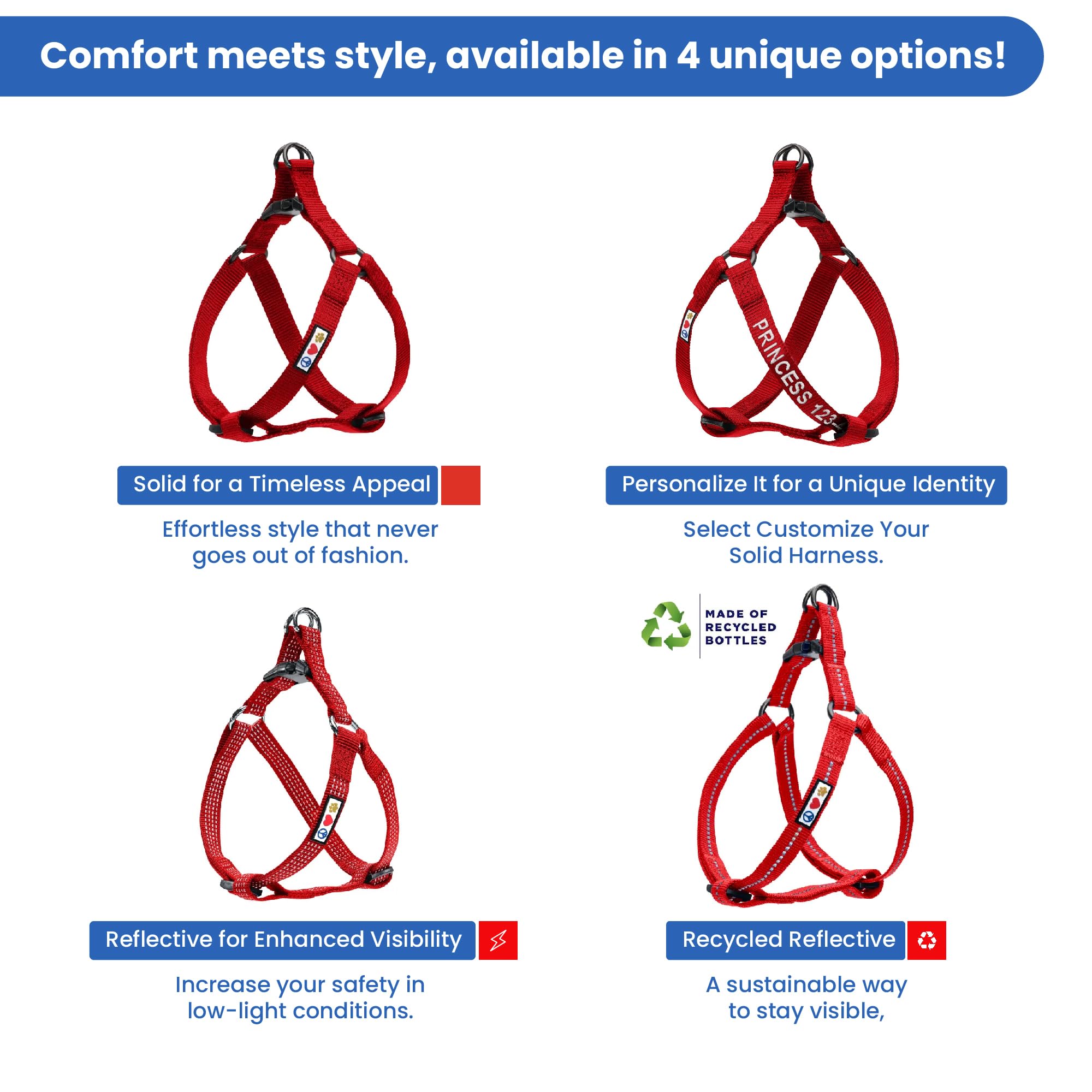 Pawtitas Solid Color Step In Dog Harness Or Vest Harness Dog Training Walking Of Your Puppy Harness Small Dog Harness Red Dog Harness