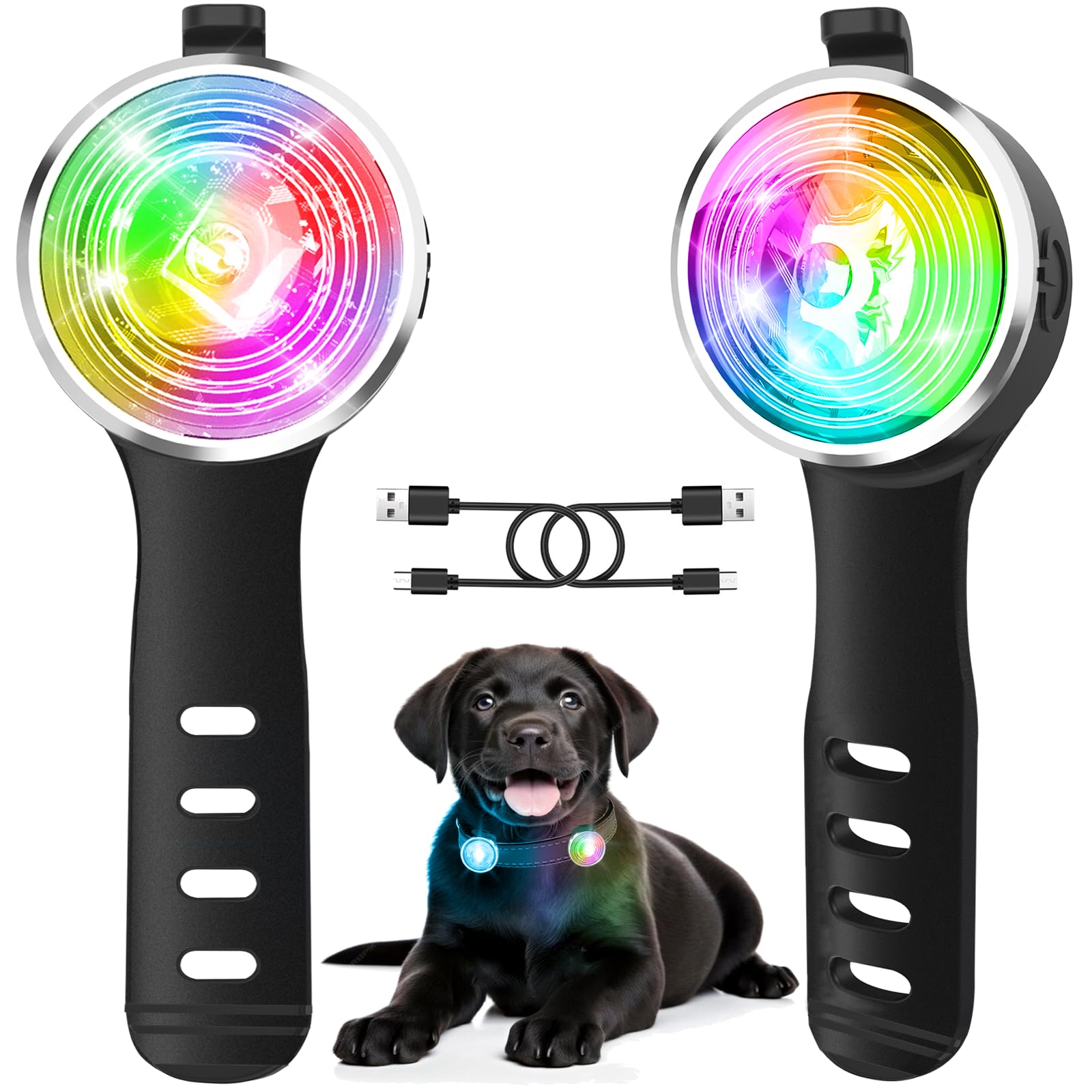 Tubasion Upgraded 8 Modes Rechargeable Dog Collar Light For Night Walking, Ip66 Waterproof Silicone Band Safety Clip On For Nigh