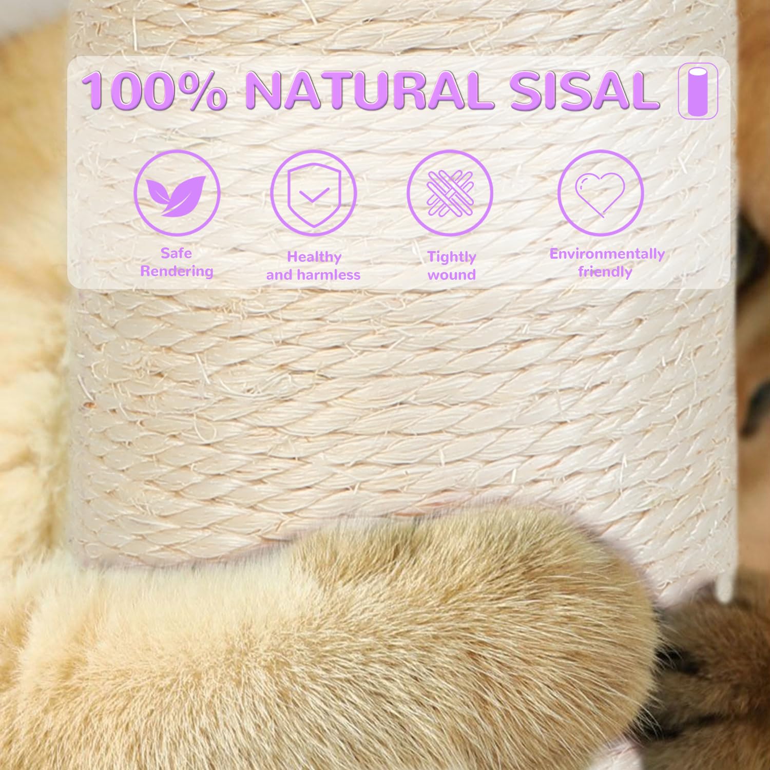 Cat Scratching Post for Indoor Large Adults,45 Tall Vertical Cat Scratcher with 3.5Inch Diameter Sisal Post for Protect Furnit