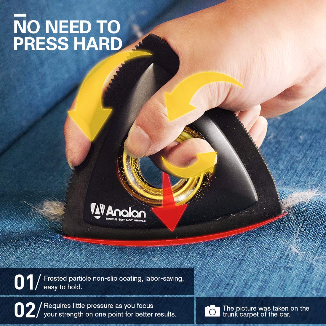 Analan Mini Pet Hair Remover For Car Detailing Supplies, Carpet Dog Hair Remover For Car Interior, Triangle Dog Hair Remover For Auto Detailing, Couch, Furniture, Lint, Carpet (Punk Pink)