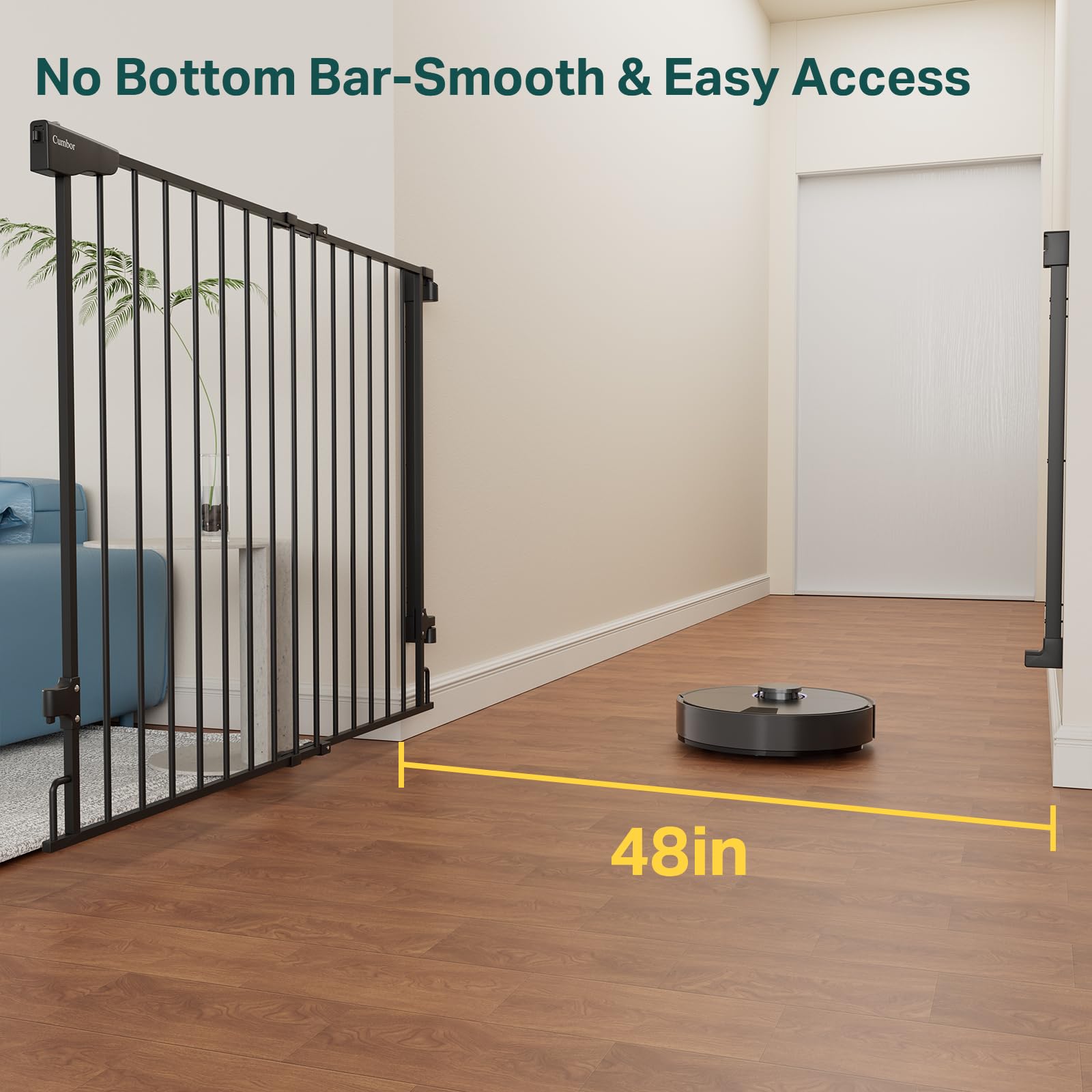 Cumbor 34" Extra Tall Wall Mounted Baby Gate for Stairs, Expandable 31.6-48", Black, Metal, Model CP7V1