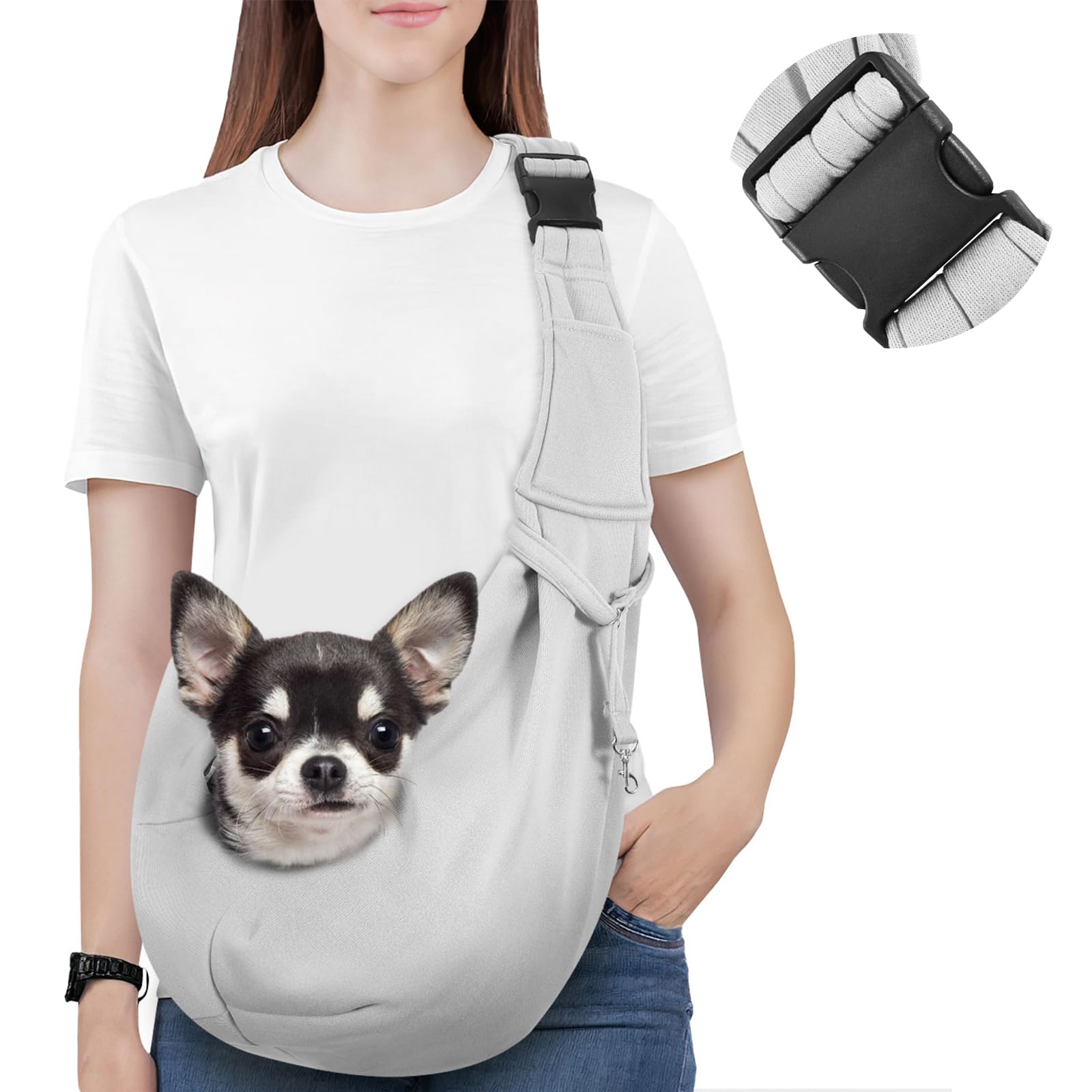 Pawaboo Small Dog Sling Carrier, Reversible Hands Free Dog Sling Carrier For Small Dogs And Cats, Puppy Sling Carrier With Adjus