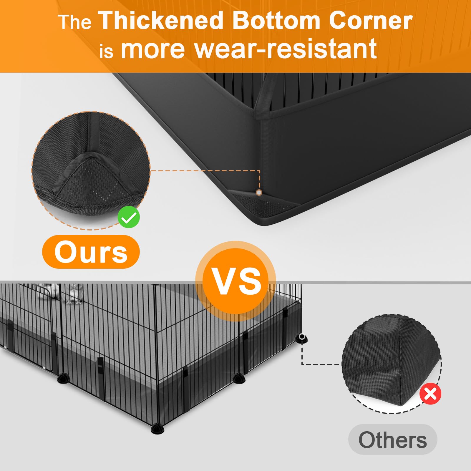 Tresbro Guinea Pig Cage Liner With One-Hand Release Hook & Thickened Bottom Corner, 48''L X 24''W Waterproof And Washable Tarp Base For C&C Grids Guinea Pig Hedgehog Bunny Habitat, Rabbit Cage Liner