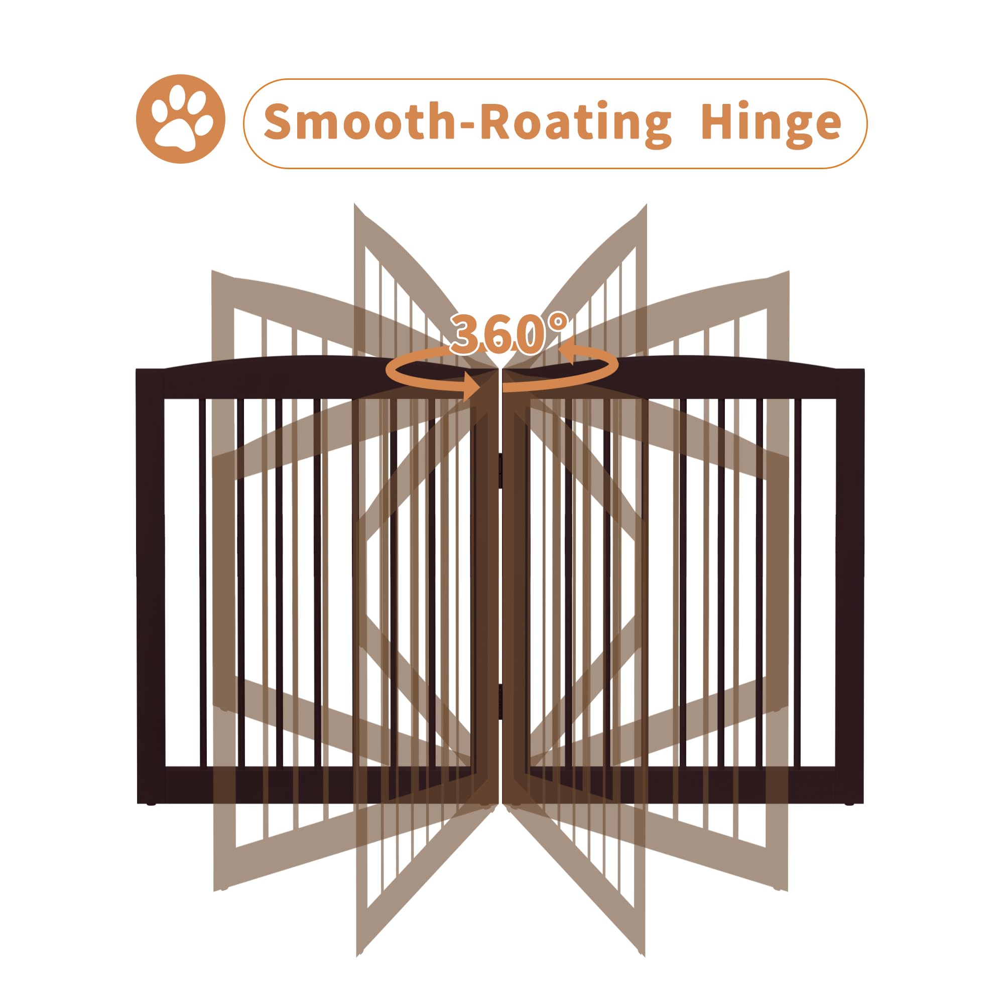 PUPETPO Freestanding Dog Gates with Door Walk Through, 80 inch Wide Gates Indoor, Dog Fences Indoor, Support Feet Included, 4 Pa