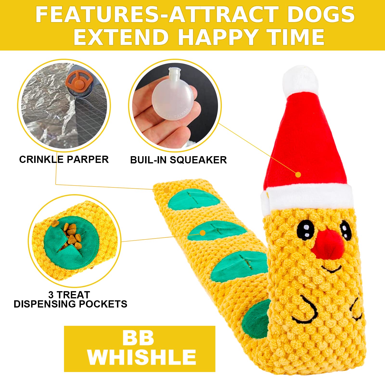 Samtotopets Christmas Deer Dog Toys - Plush Snuffle & Squeaky Toys For Puppy Teething & Small, Medium, Large Dogs