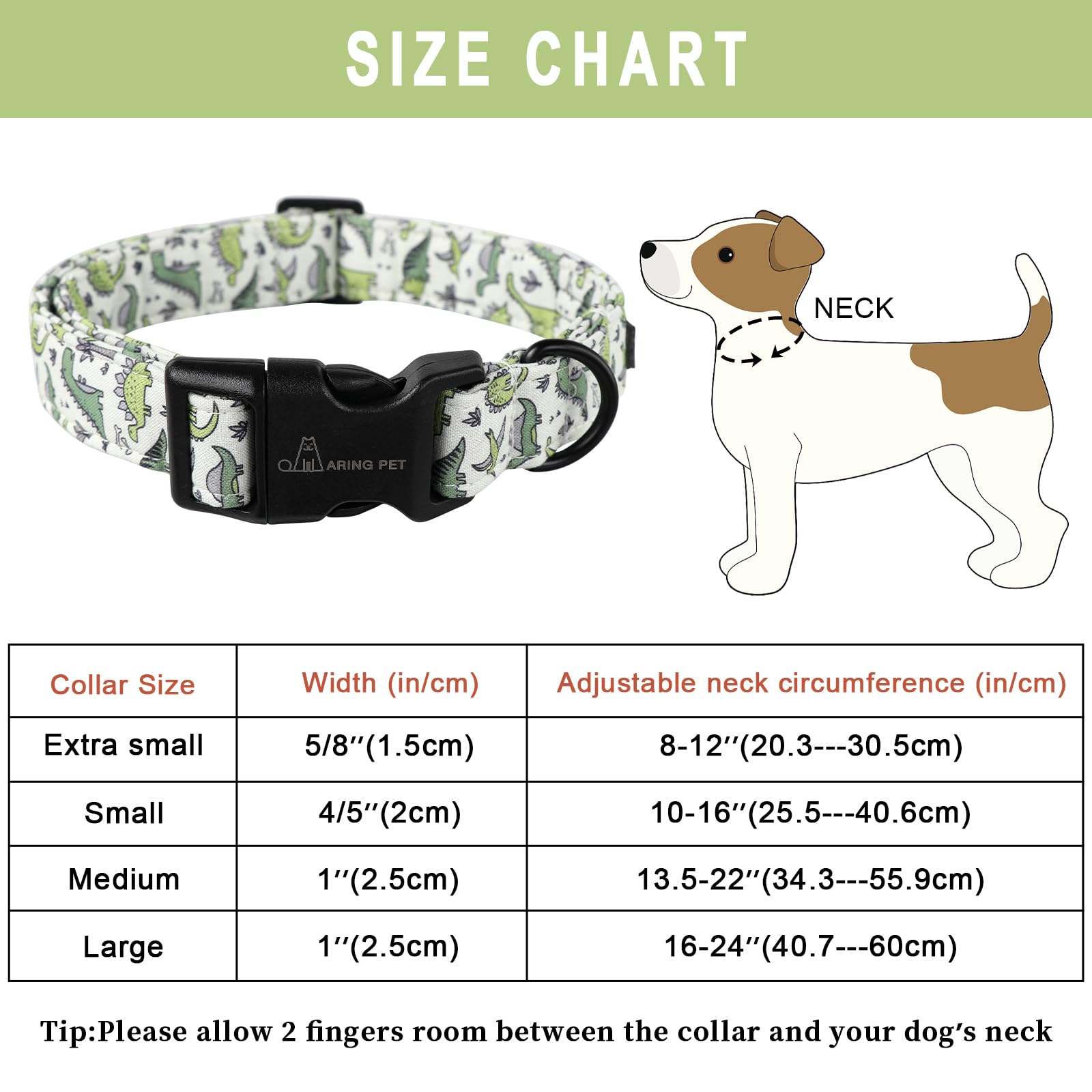 Aring Pet Dinosaur Dog Collar - Cute Adjustable Cotton Collar for Small Dogs, Comfortable Fit, Size Small